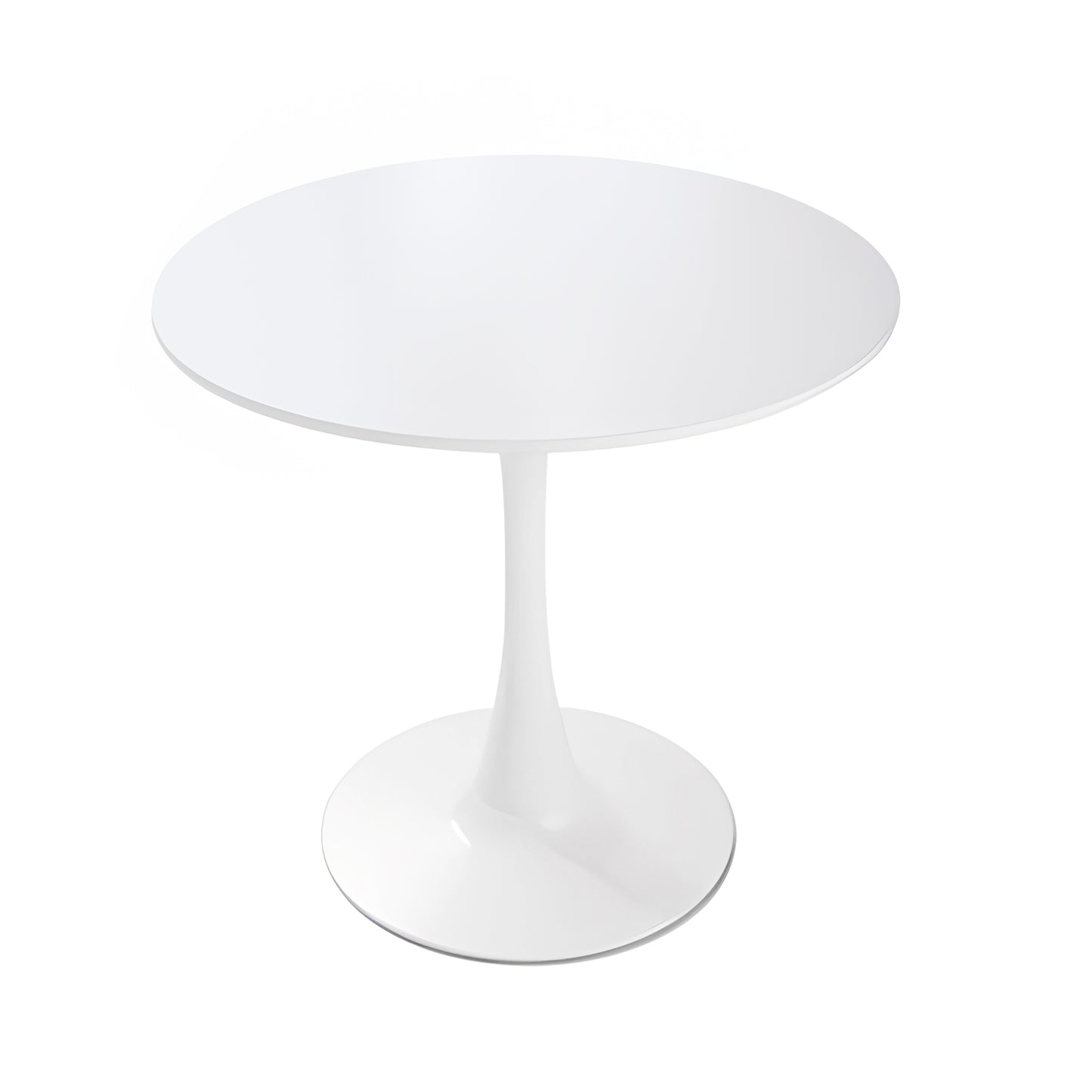 White Round Dining Table, 31.5" Tulip Table Kitchen Dining Table 2-4 People with MDF Table Top & Pedestal Base, Mid-Century End Table Leisure Coffee Table Office Living Room Table