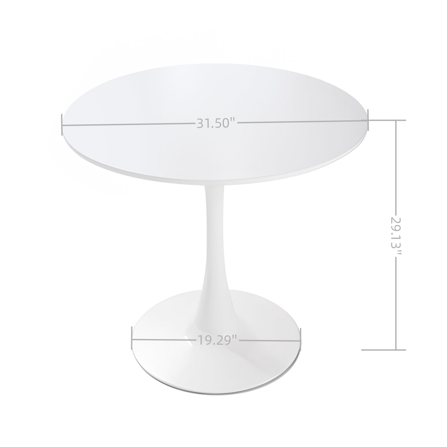 White Round Dining Table, 31.5" Tulip Table Kitchen Dining Table 2-4 People with MDF Table Top & Pedestal Base, Mid-Century End Table Leisure Coffee Table Office Living Room Table