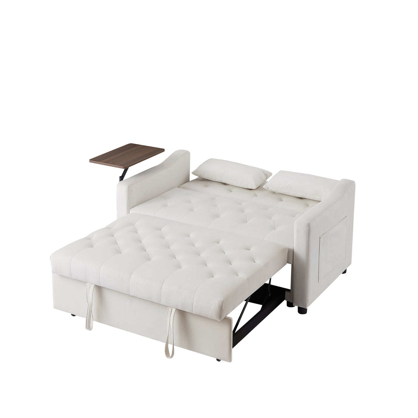 CREAM WHITE VELVET SOFA BED