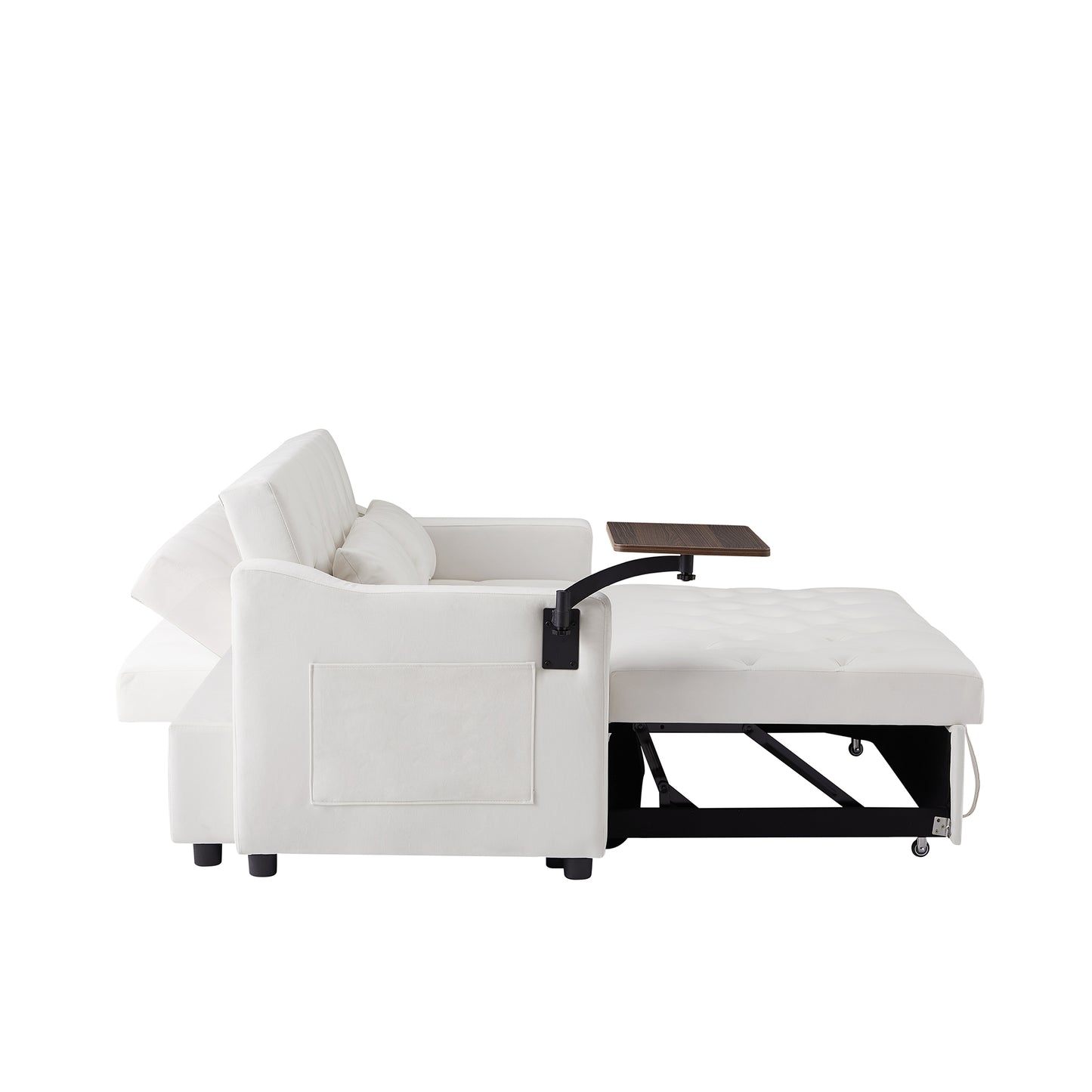 CREAM WHITE VELVET SOFA BED