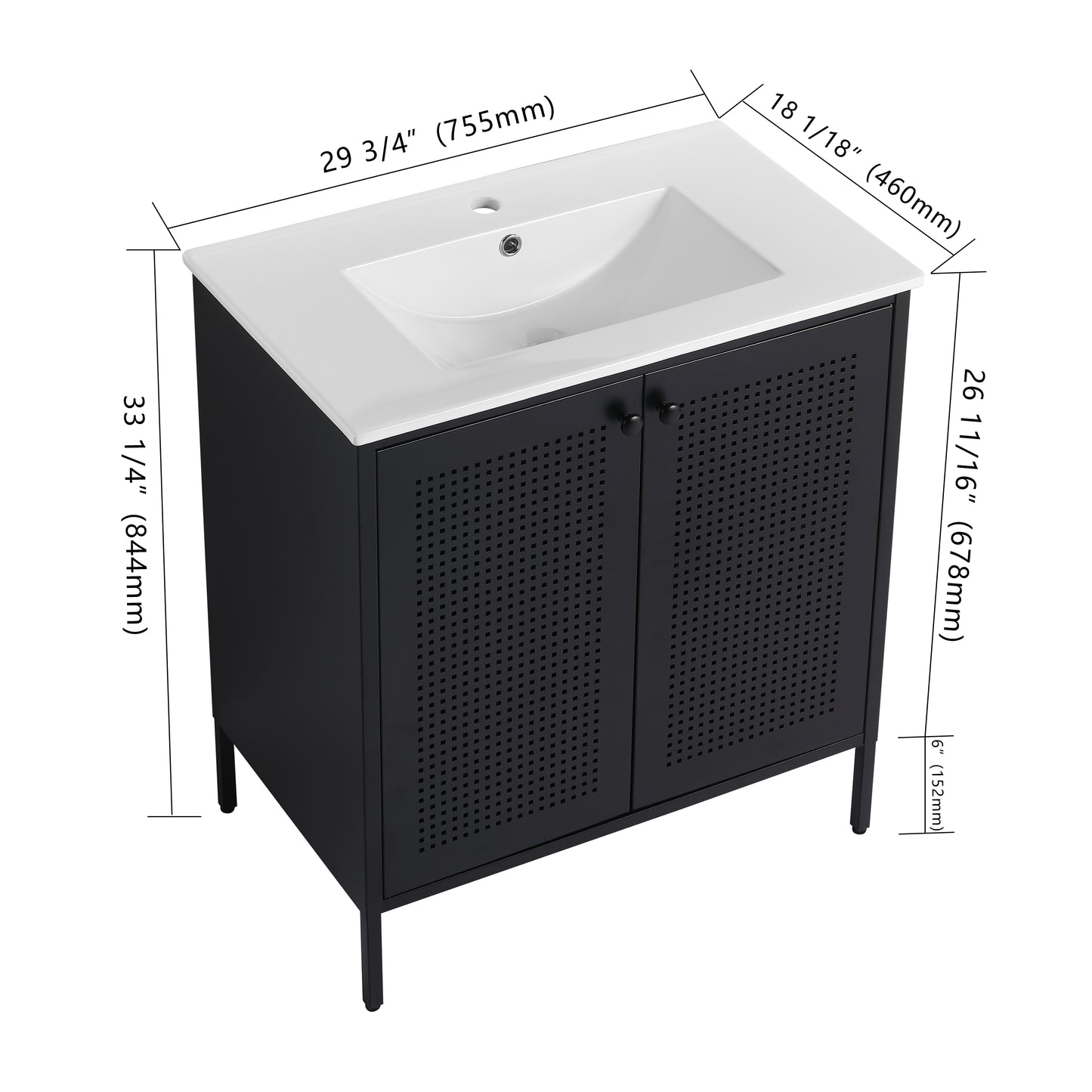 30 Inch Freestanding Bathroom Vanity With Ceramic SInk