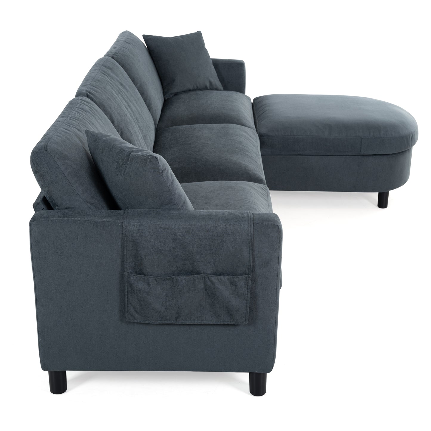 107.87'Sectional Sofa Couch With 1 Ottoman,Seat Cushion and Back Cushion Removable