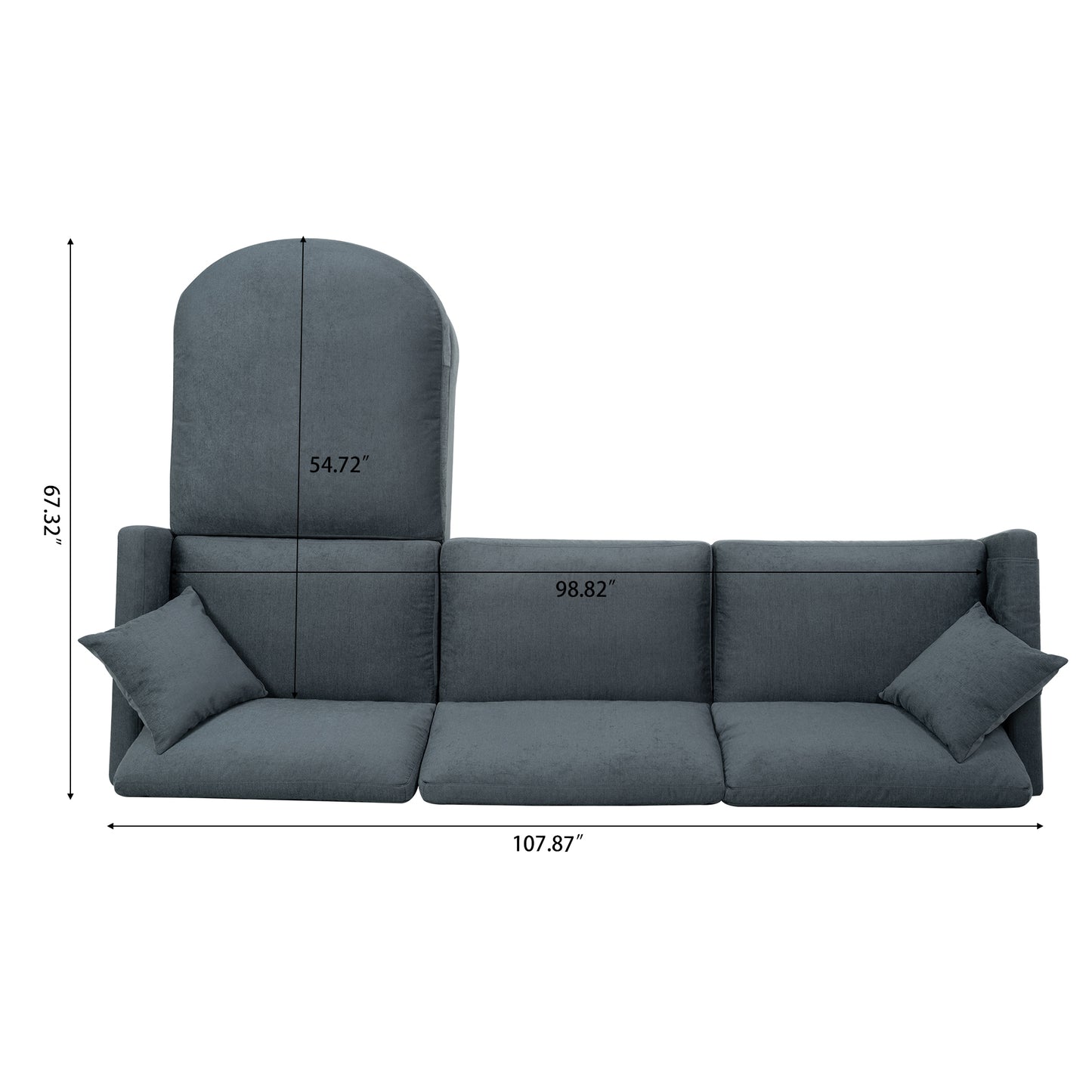 107.87'Sectional Sofa Couch With 1 Ottoman,Seat Cushion and Back Cushion Removable