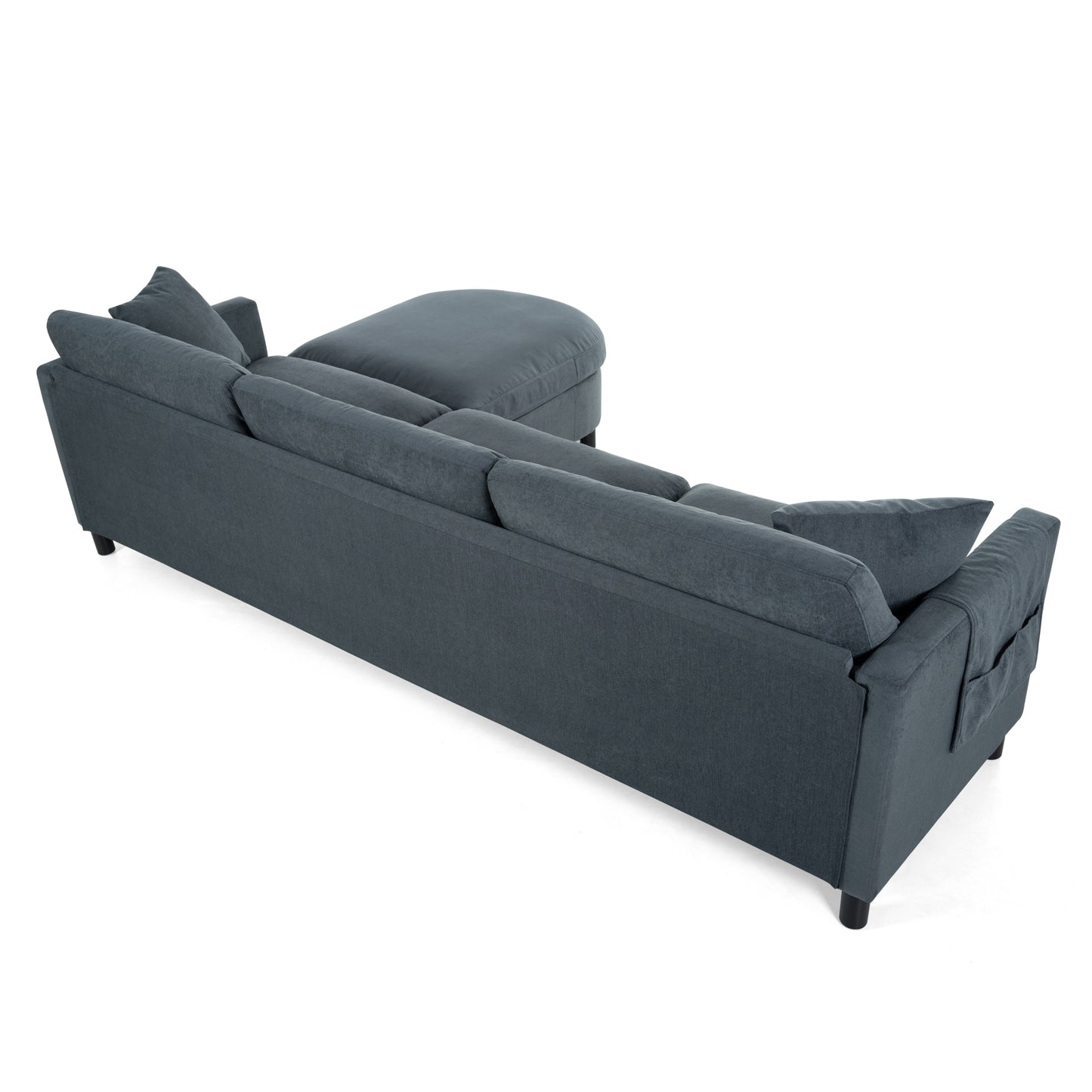 107.87'Sectional Sofa Couch With 1 Ottoman,Seat Cushion and Back Cushion Removable