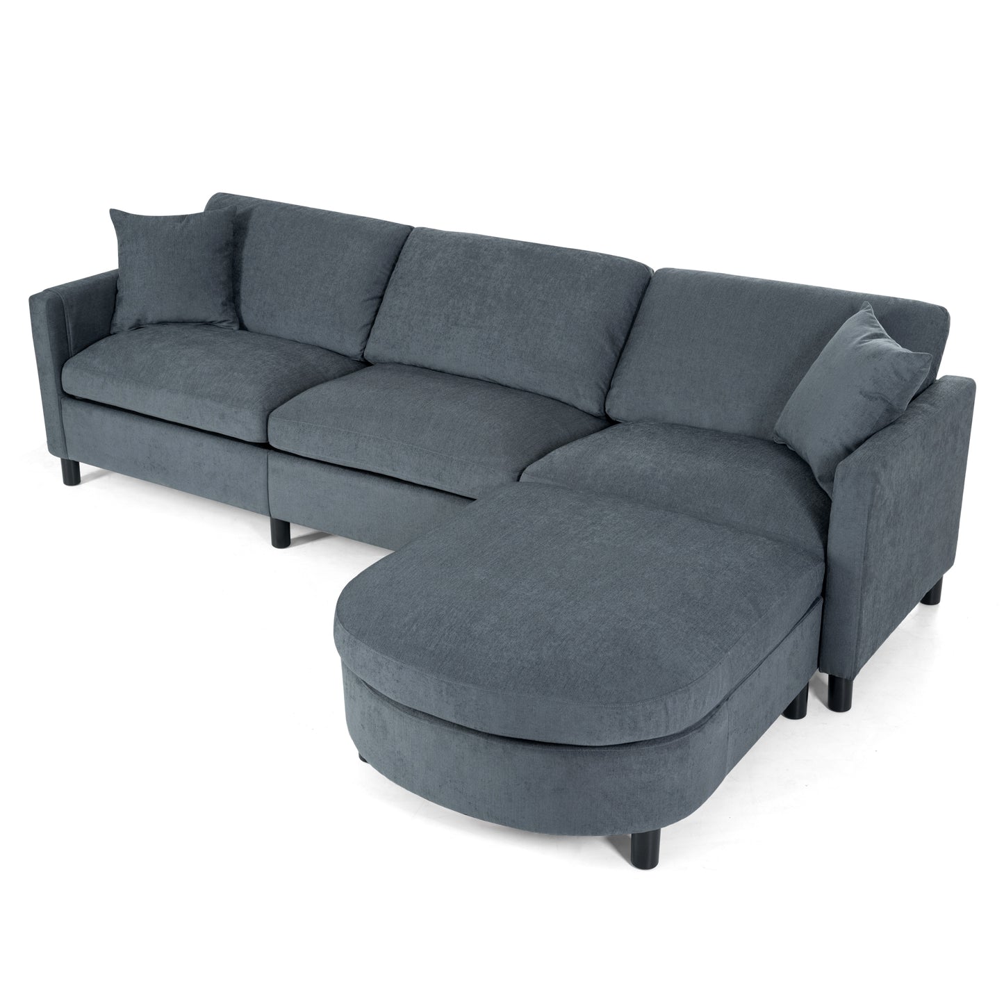 107.87'Sectional Sofa Couch With 1 Ottoman,Seat Cushion and Back Cushion Removable