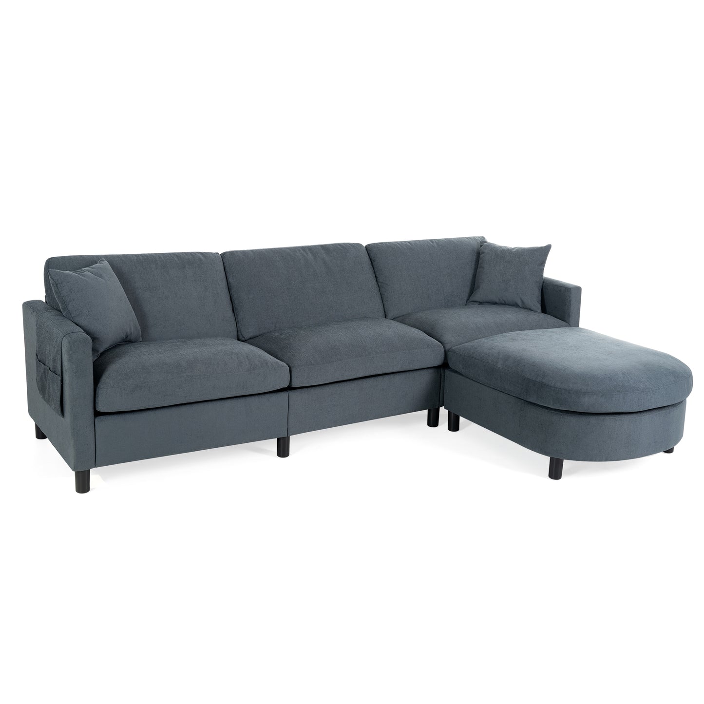 107.87'Sectional Sofa Couch With 1 Ottoman,Seat Cushion and Back Cushion Removable