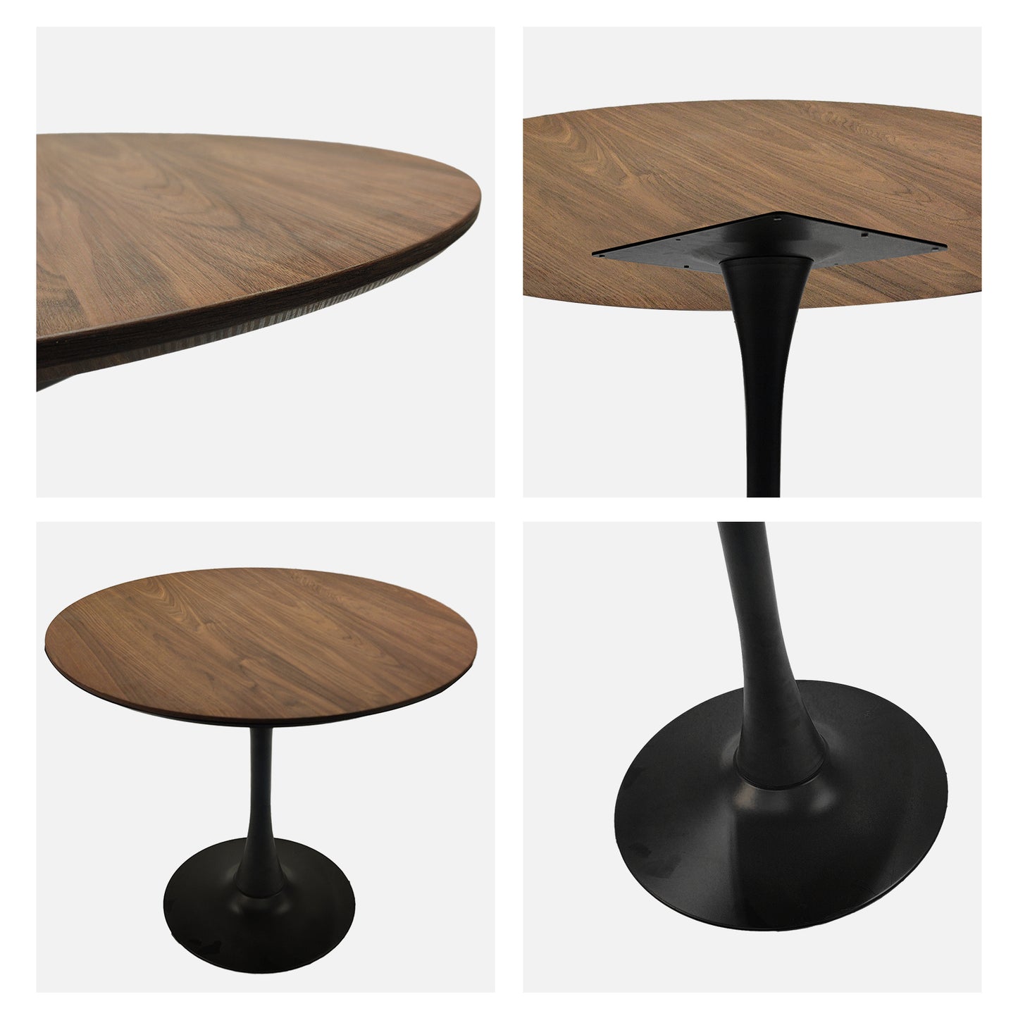 （缺货）Walnut color Round Dining Table, 31.5" Tulip Table Kitchen Dining Table 2-4 People with MDF Table Top & Pedestal Base, Mid-Century End Table Leisure Coffee Table Office Living Room Table