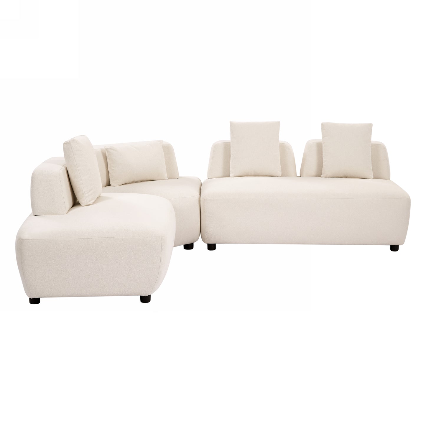 （缺货）Contemporary 3-piece Sectional Sofa Free Convertible sofa with Removable Pillows for Living Room, Beige