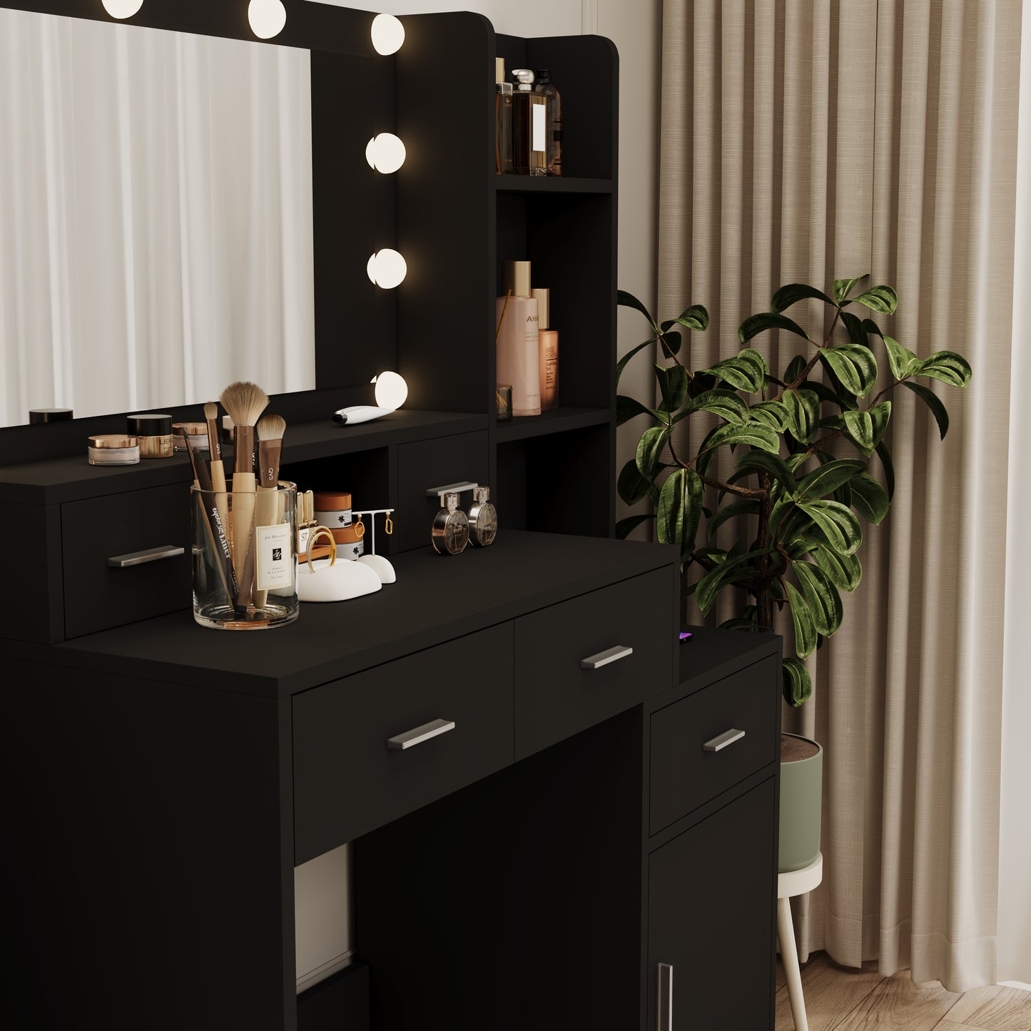 Newly designed smart mirror dressing table with drawers and storage cabinet, dressing table with dressing pad for bedroom, dressing room