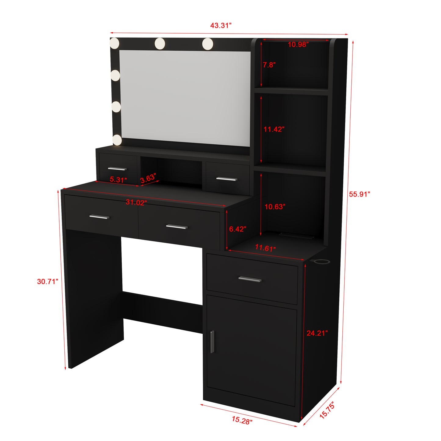 Newly designed smart mirror dressing table with drawers and storage cabinet, dressing table with dressing pad for bedroom, dressing room