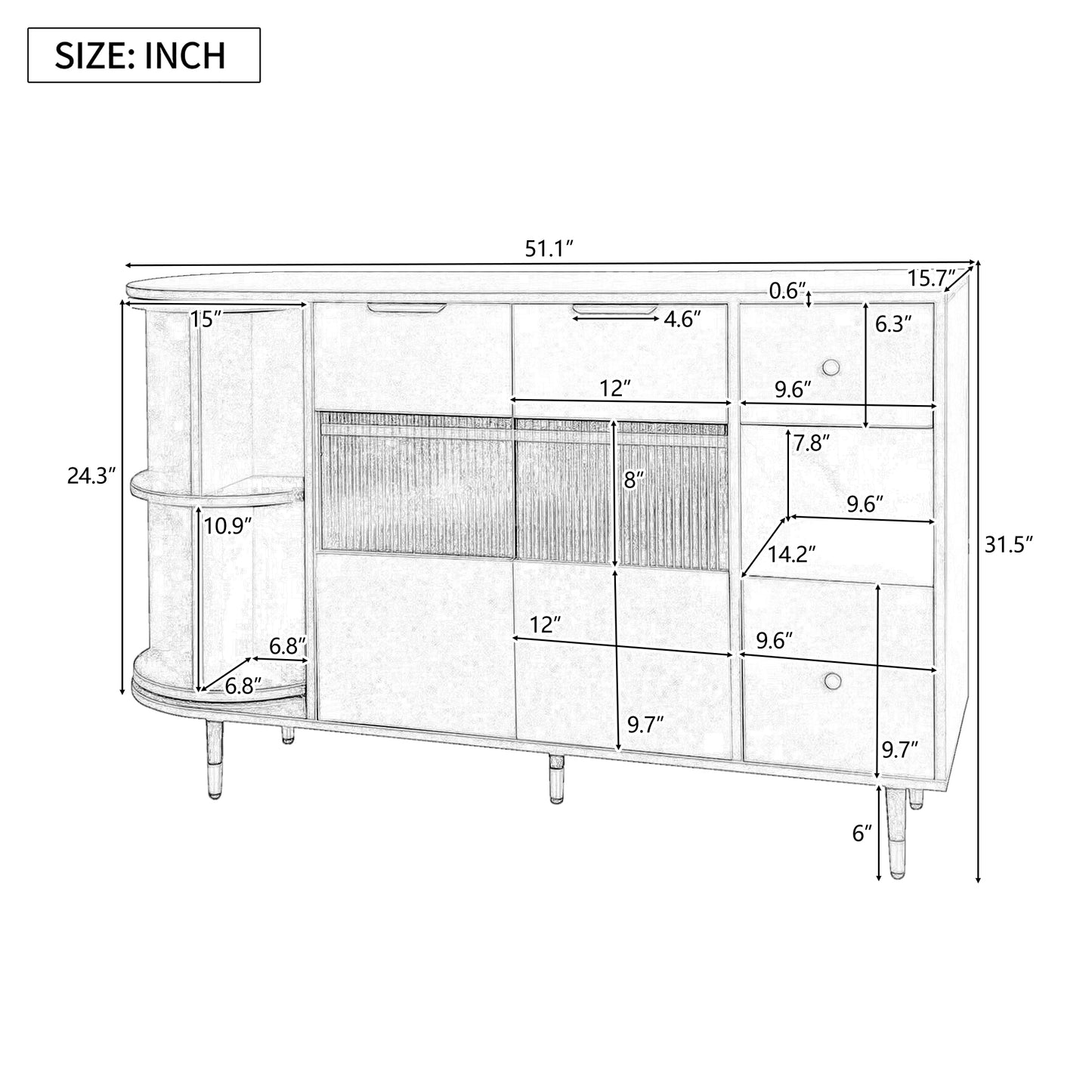 （缺货）U_STYLE Rotating Storage Cabinet with 2 Doors and 2 Drawers, Suitable for Living Room, Study, and Balcony