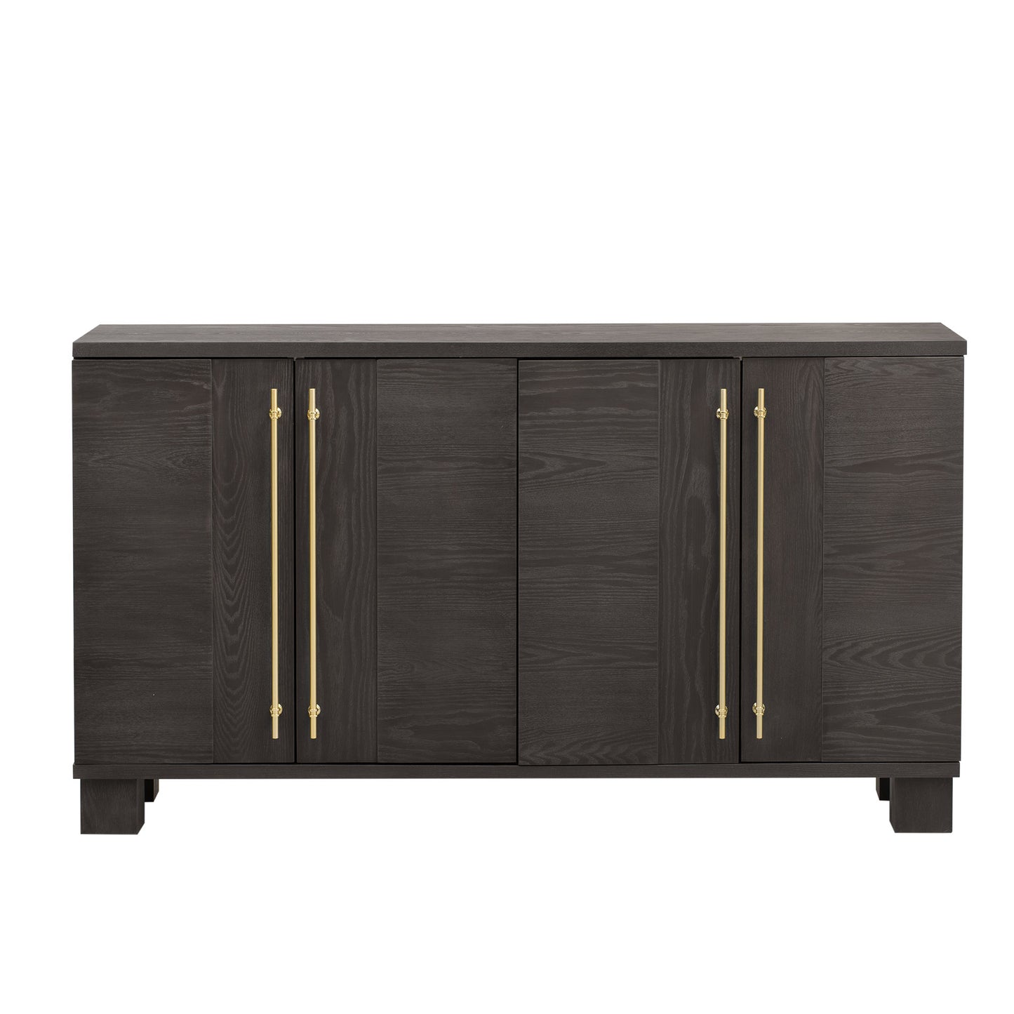 TREXM Wood Traditional Style Sideboard with Adjustable Shelves and Gold Handles for Kitchen, Dining Room and Living Room (Taupe)