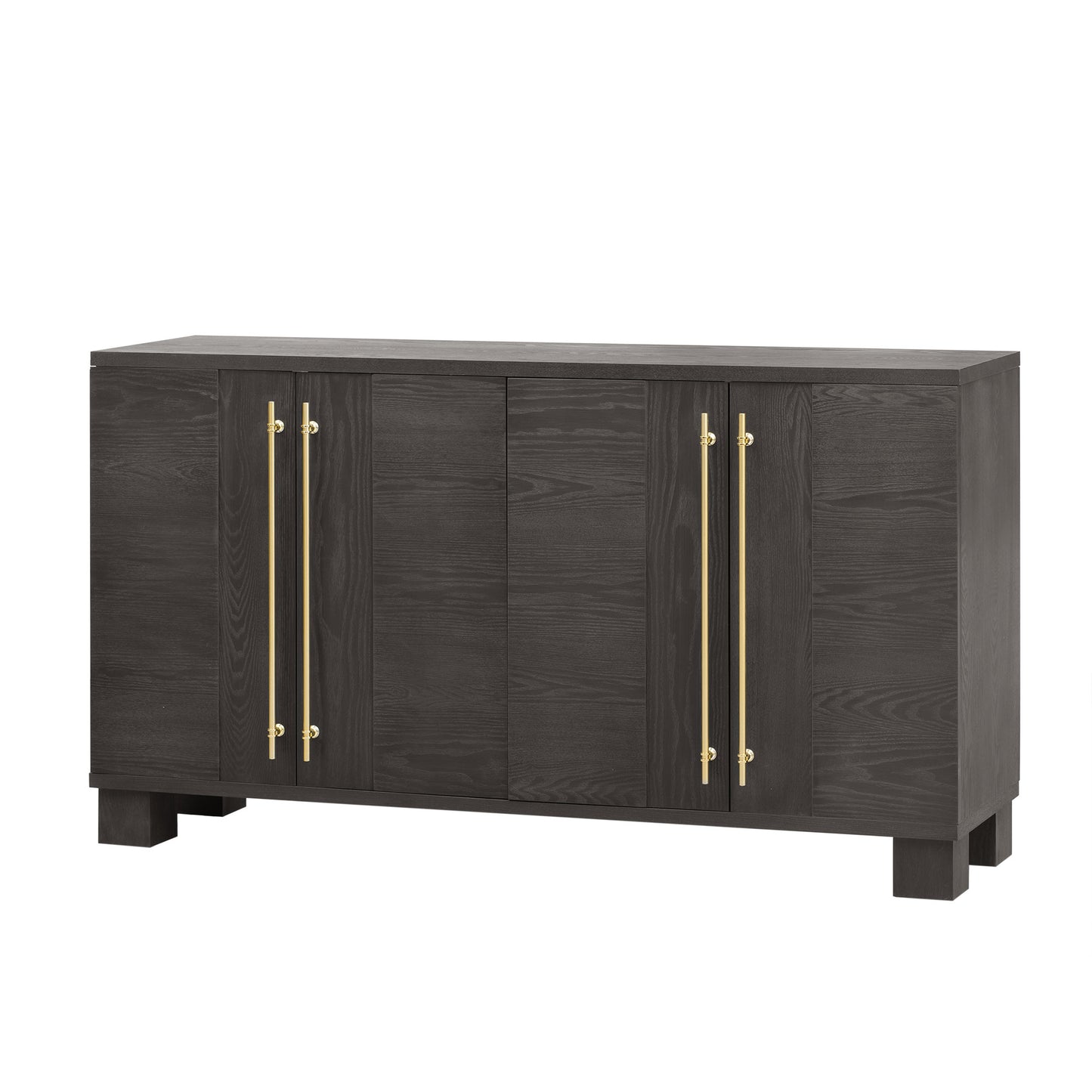 TREXM Wood Traditional Style Sideboard with Adjustable Shelves and Gold Handles for Kitchen, Dining Room and Living Room (Taupe)