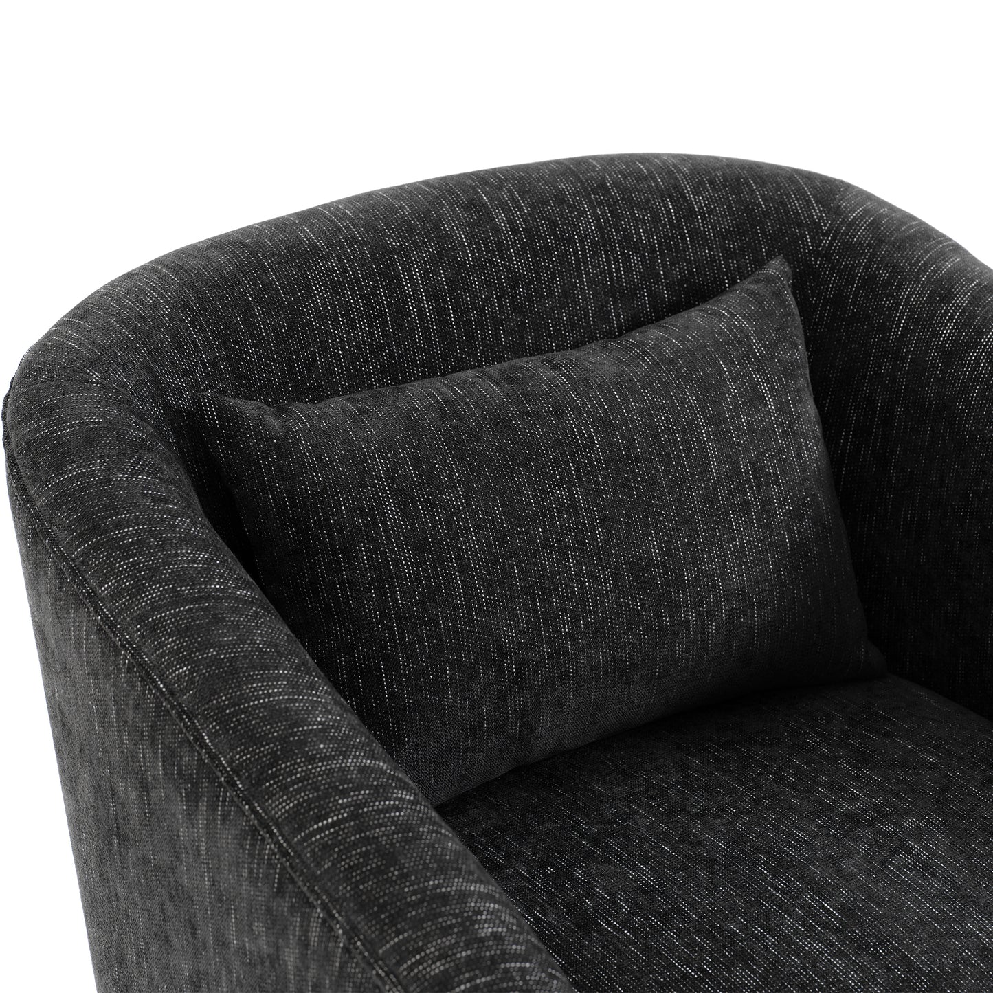 360-degree Swivel Accent Armchair Linen Blend BLACK