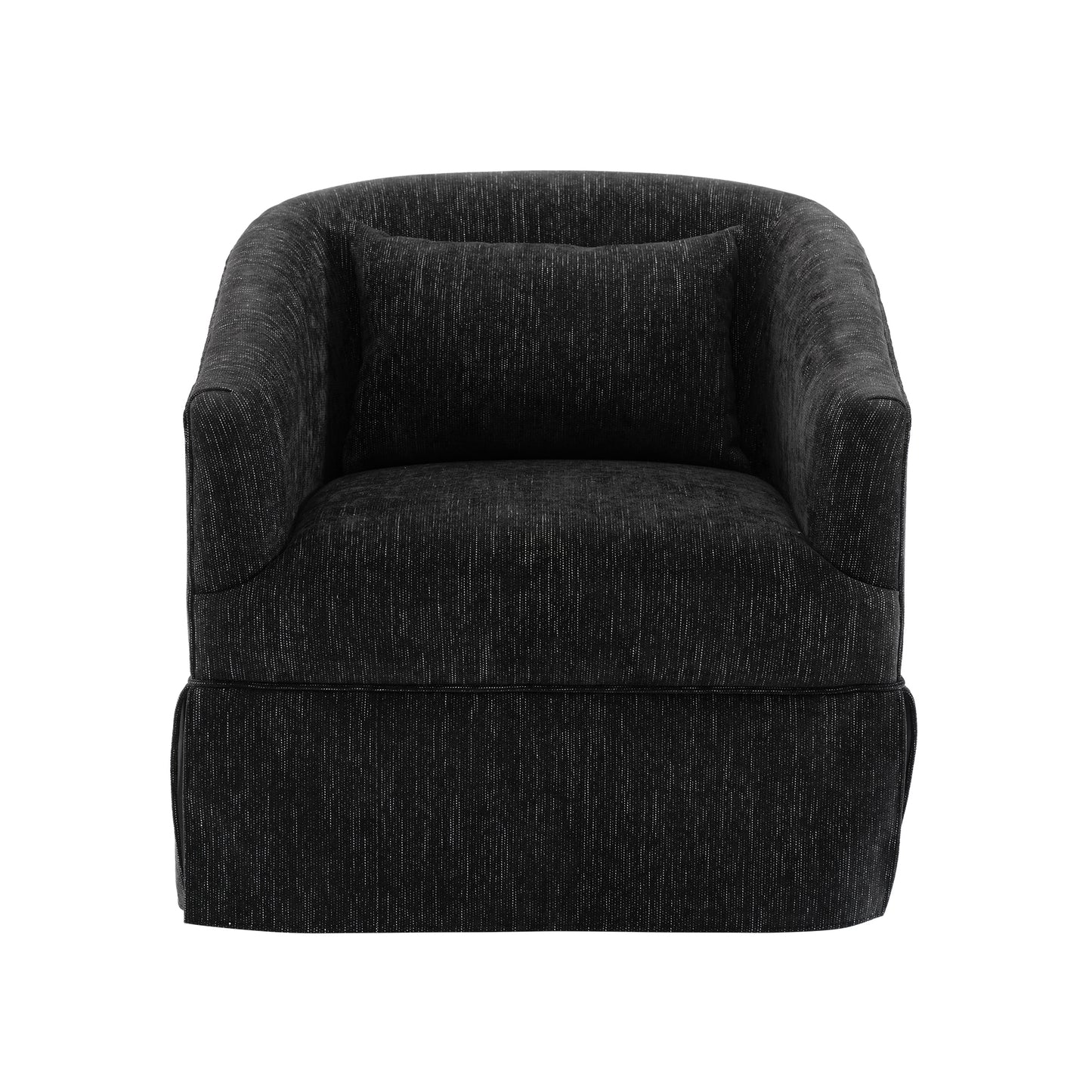 360-degree Swivel Accent Armchair Linen Blend BLACK