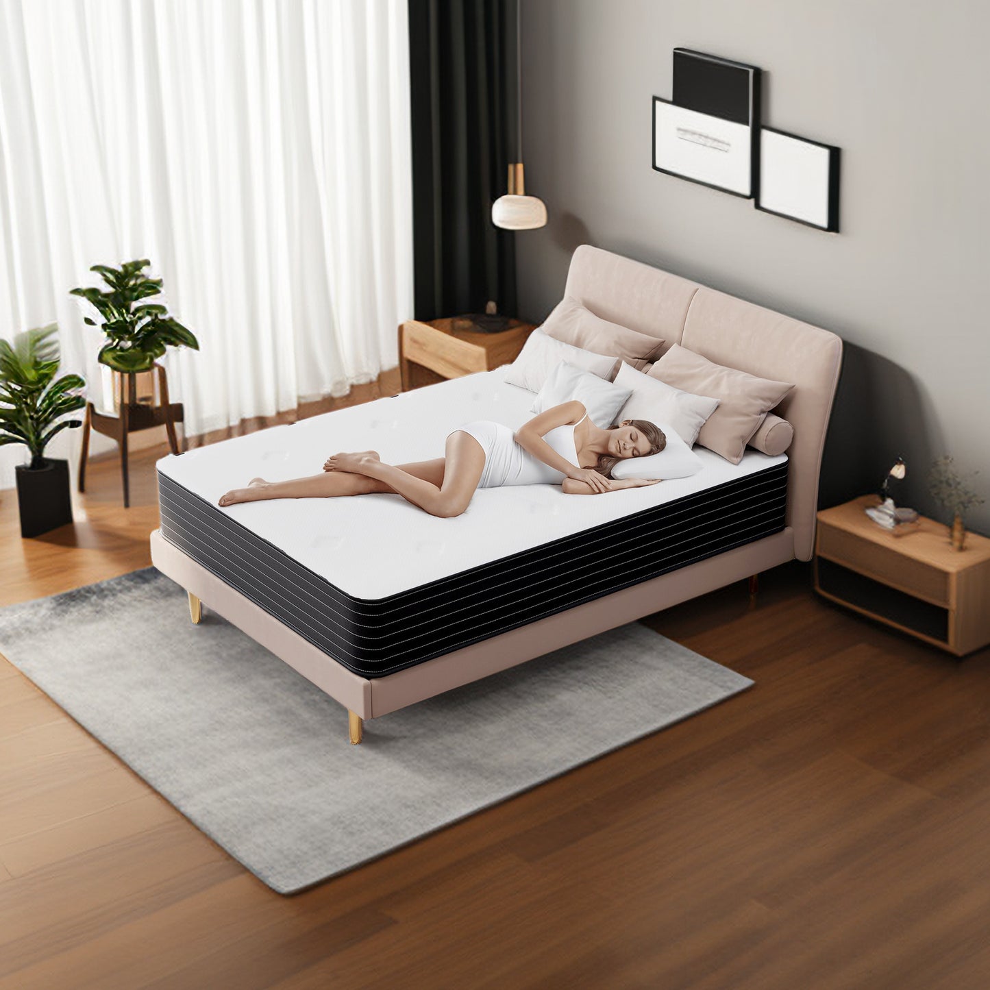 King size Mattresses ,Memory Foam Hybrid Queen Mattresses in a Box,Individual Pocket Spring Breathable Comfortable for Sleep Supportive and Pressure Relief