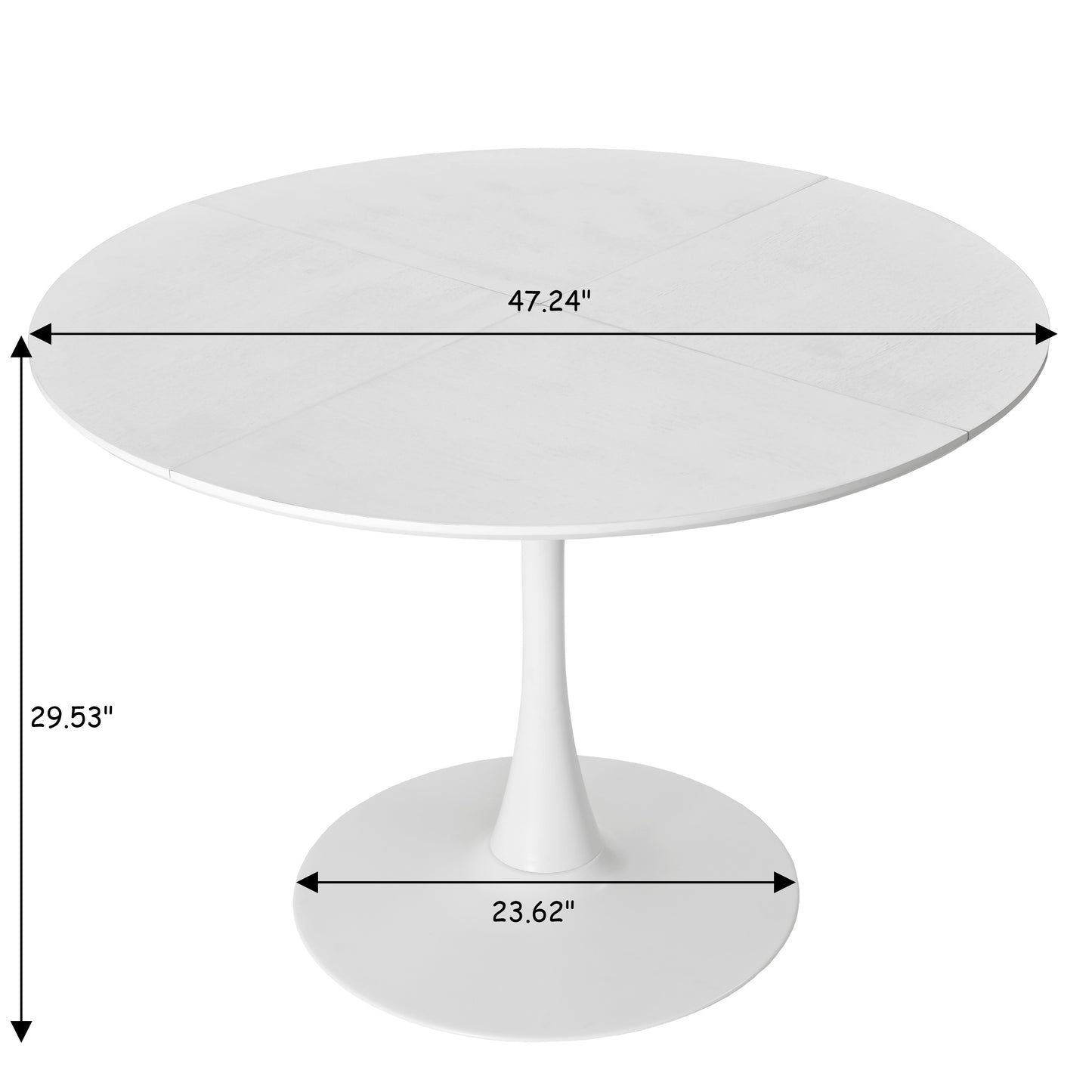 （9-18 9-25到货）47.24"Modern Round Dining Table,Four Patchwork Tabletops with White Color Solid Wood Grain Table Top,Metal Base Dining Table, End Table Leisure Coffee Table