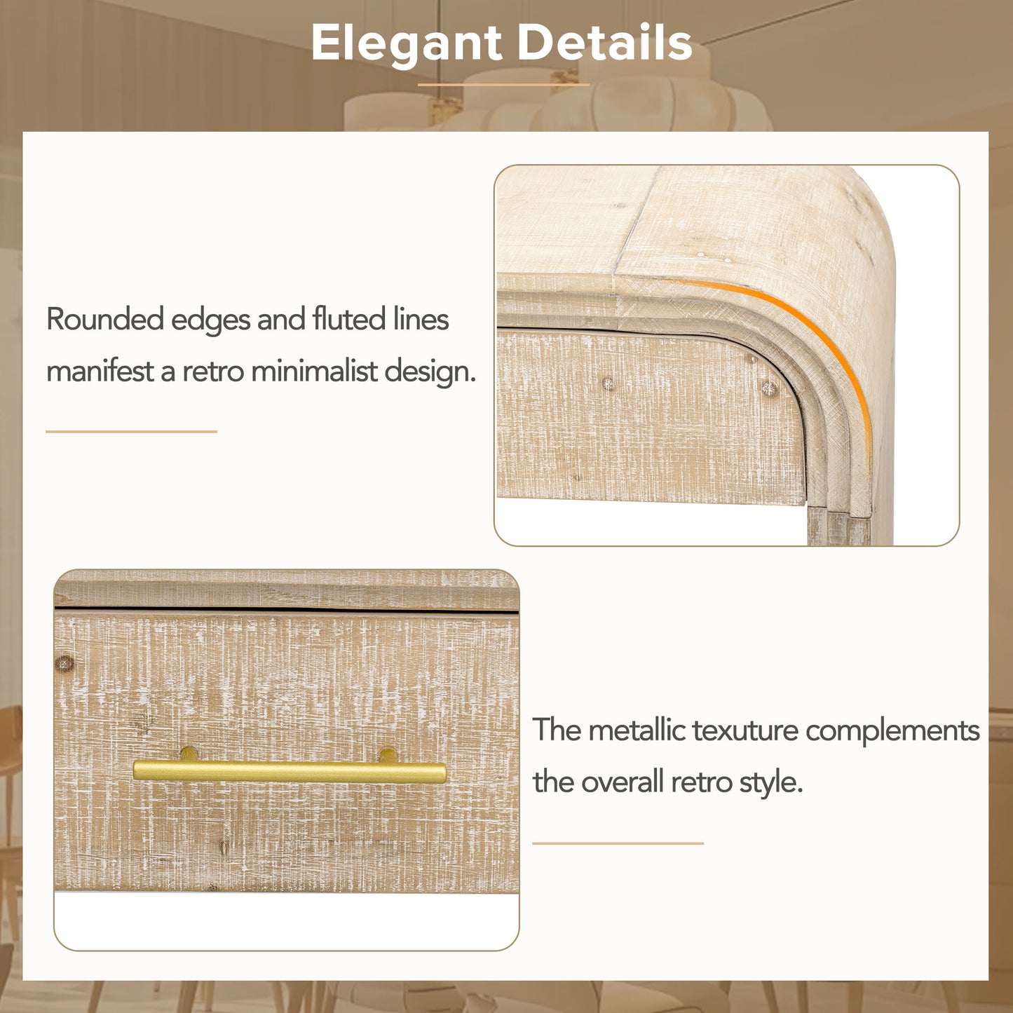 TREXM Unique Retro Silhouette Console Table with Open Style, Two Top Drawers for Entrance, Dinning Room, Living Room (Natural Wood Wash)