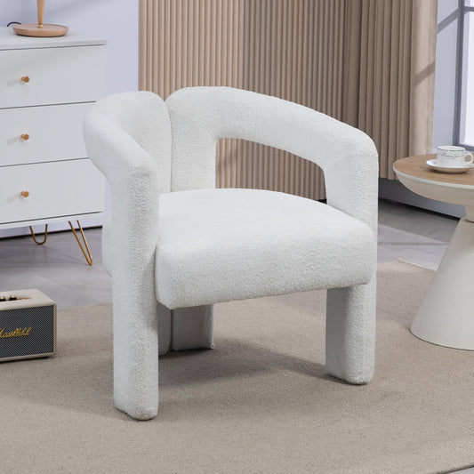 Teddy fabric modern design dining chair,open-Back ,modren kitchen armchair for Dinging Room(BEIGE)