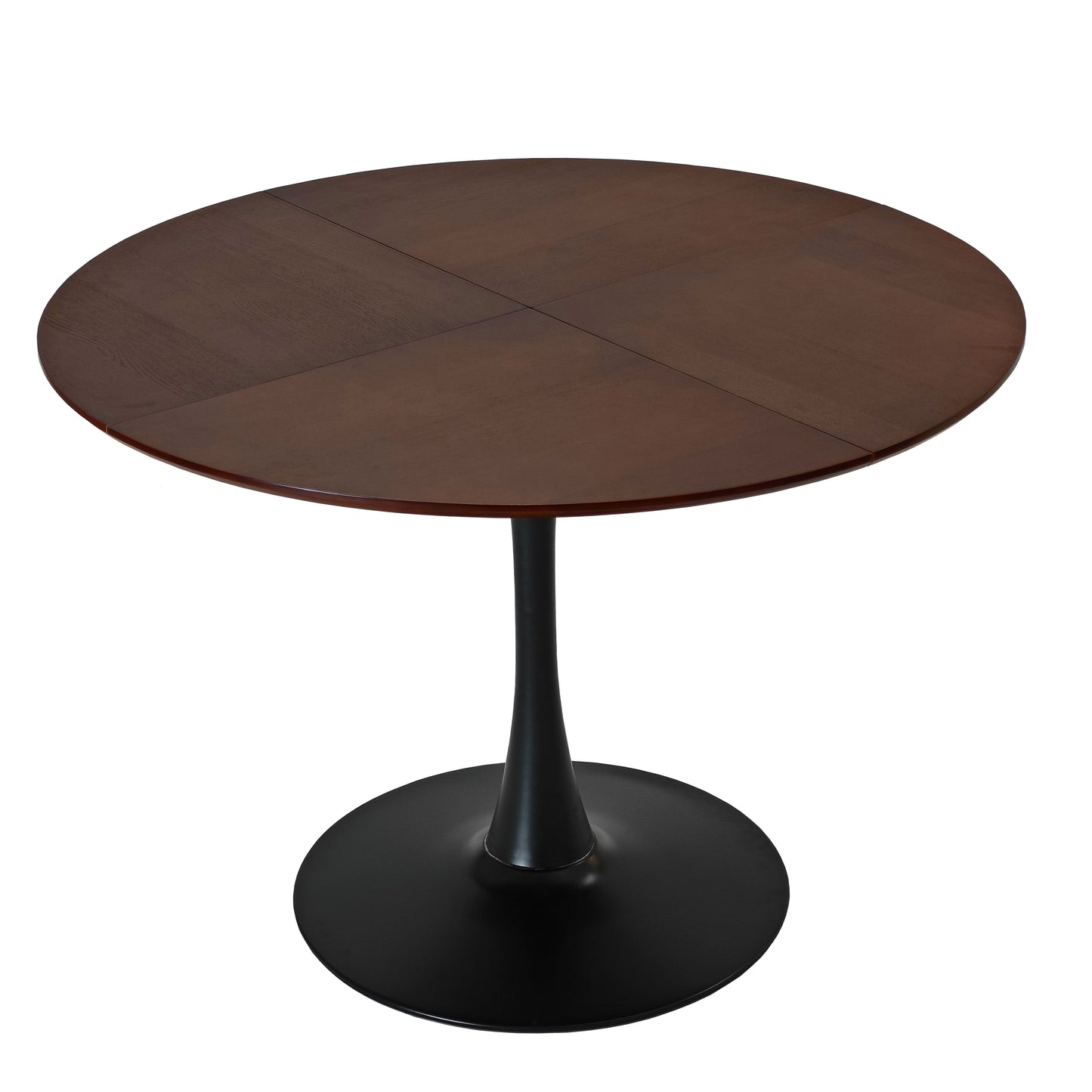 47.24"Modern Round Dining Table,Four Patchwork Tabletops with OAK Color Solid Wood Grain Table Top,Metal Base Dining Table, End Table Leisure Coffee Table