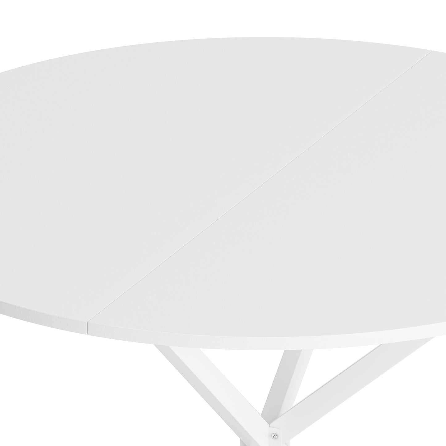 42.13'' Modern Cross Leg Round Dining Table, White Top Occasional Table, Two Piece Removable Top, Matte Finish Iron Legs