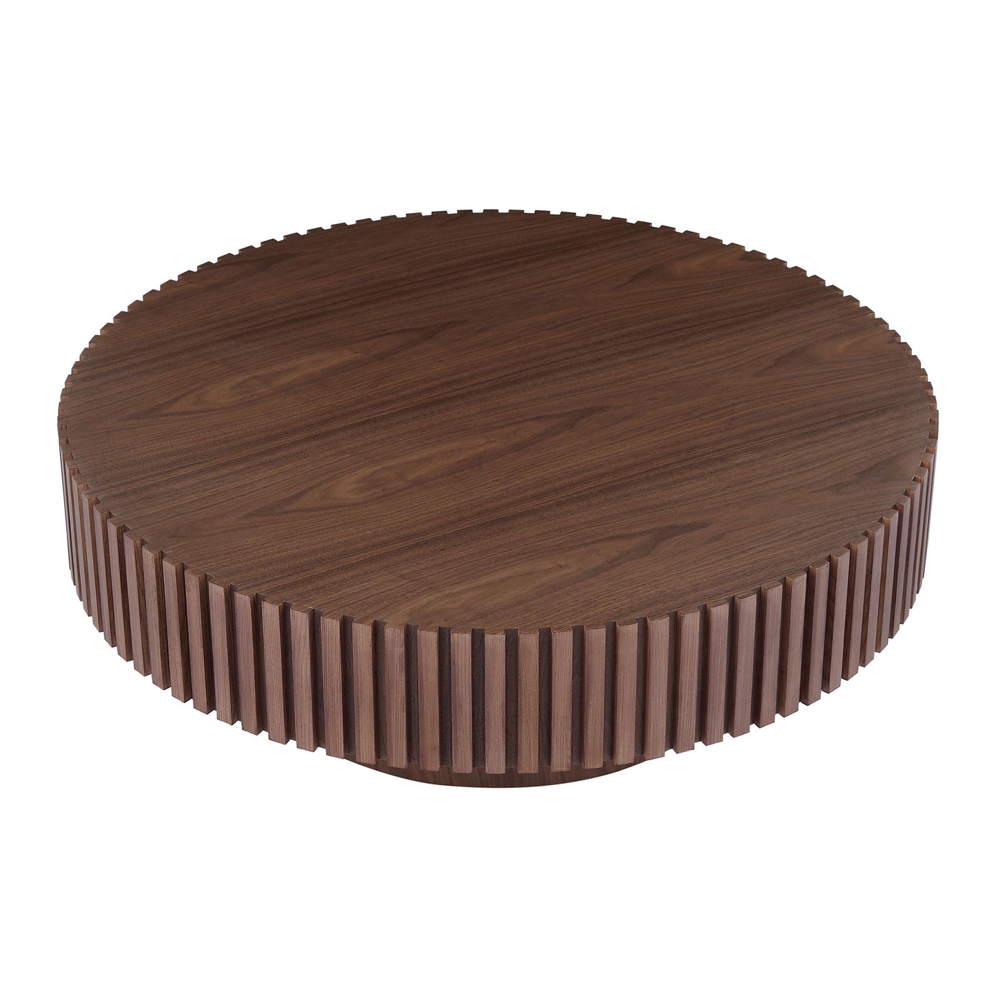 （预计12.25-1.01到货）39.37'' Round MDF Coffee Table Mid Century Modern Coffee Table Unique Coffee Table for Living Room Furniture, Tea Table WALNUT