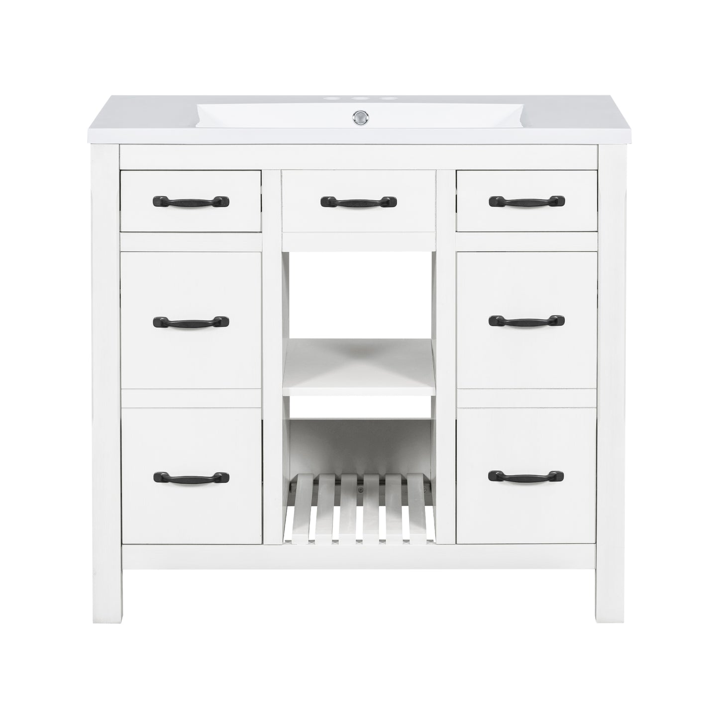 36''Bathroom Vanity with Undermount Sink,Modern Bathroom Storage Cabinet with 2 Drawers and 2 Cabinets,Solid Wood Frame Bathroom Cabinet