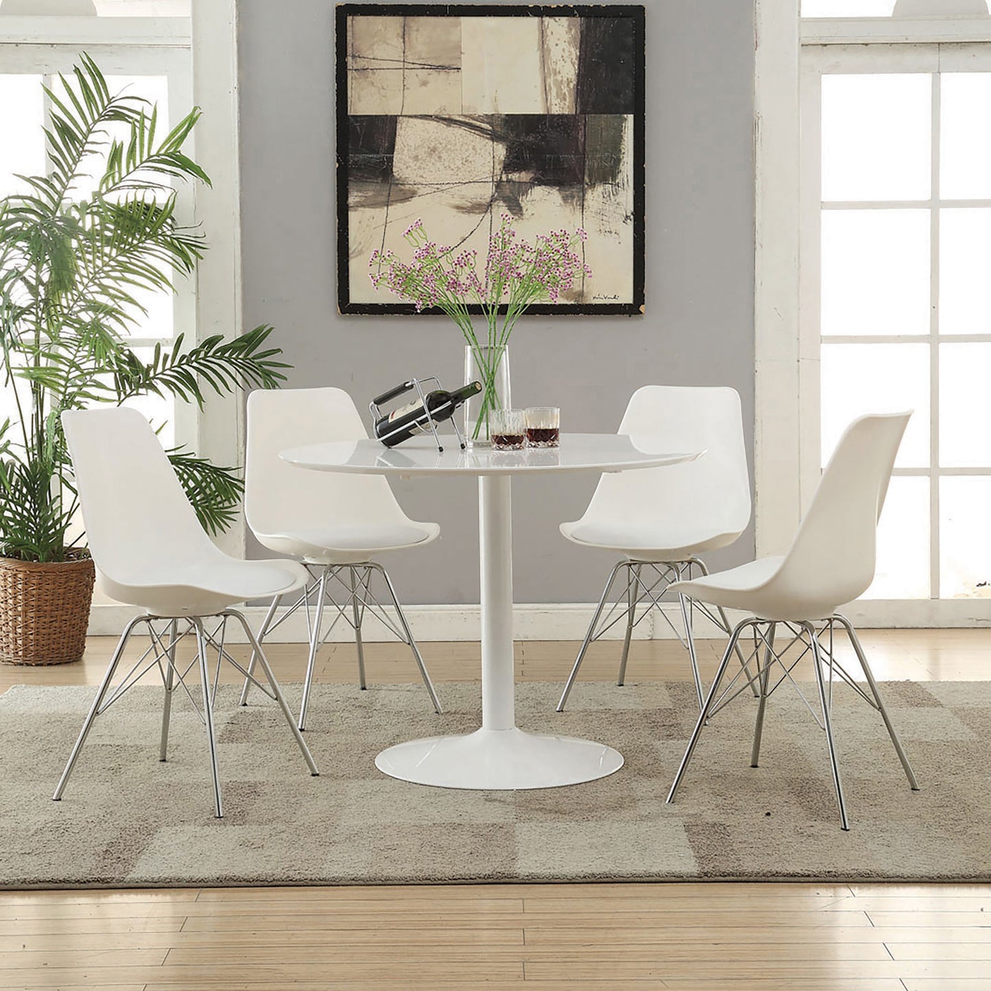 White Dining Table with Metal Base