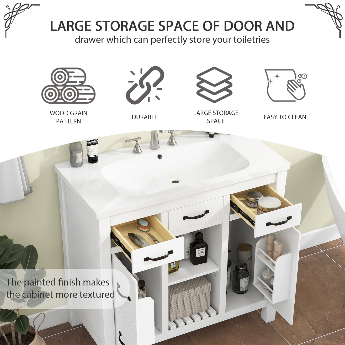 36''Bathroom Vanity with Undermount Sink,Modern Bathroom Storage Cabinet with 2 Drawers and 2 Cabinets,Solid Wood Frame Bathroom Cabinet