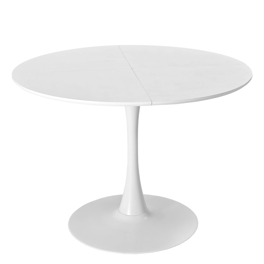 42.13"Modern Round Dining Table,Four Patchwork Tabletops with White Solid Wood Veneer Table Top,Metal Base Dining Table, End Table Leisure Coffee Table