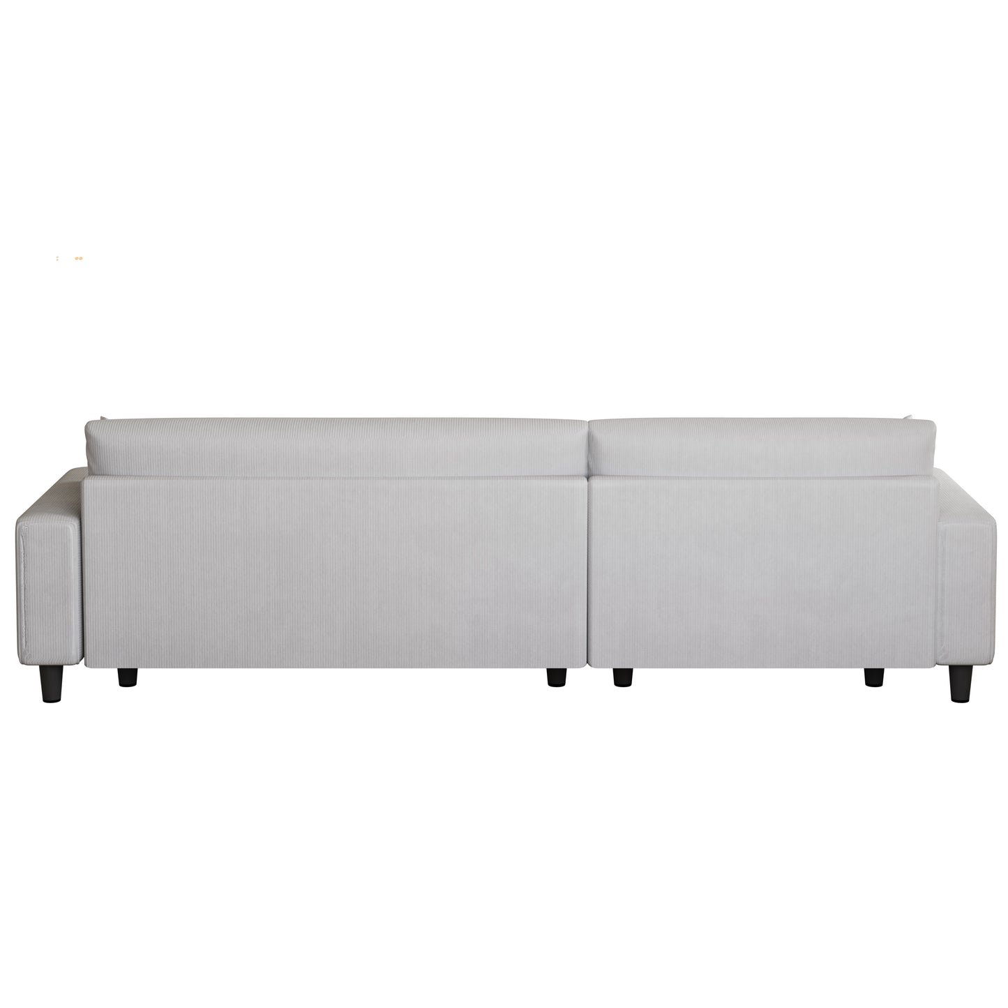 The 93-inch grey corduroy sofa bed comes with two pillows to fit in the living room and the apartment is not overcrowded