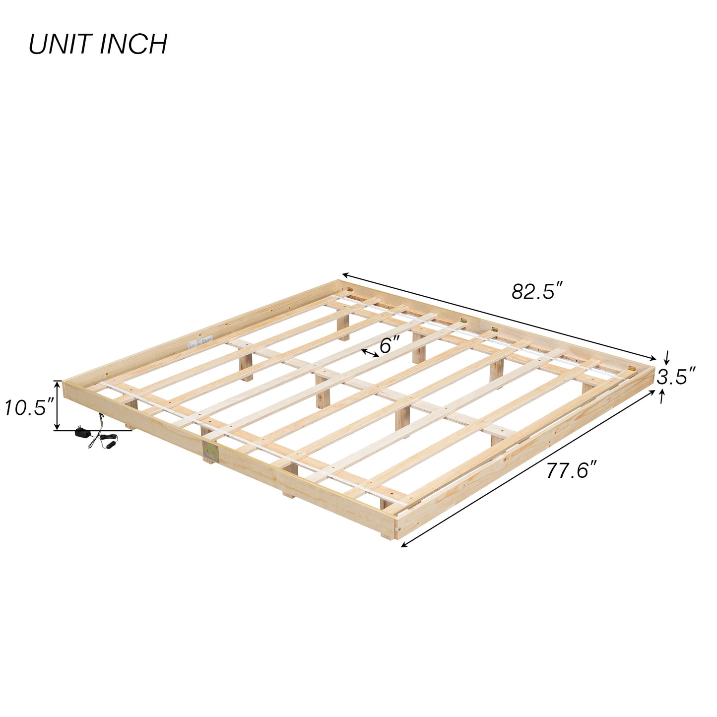 （缺货）King Size Floating Bed with LED Lights Underneath,Modern King Size Low Profile Platform Bed with LED Lights,Natrual