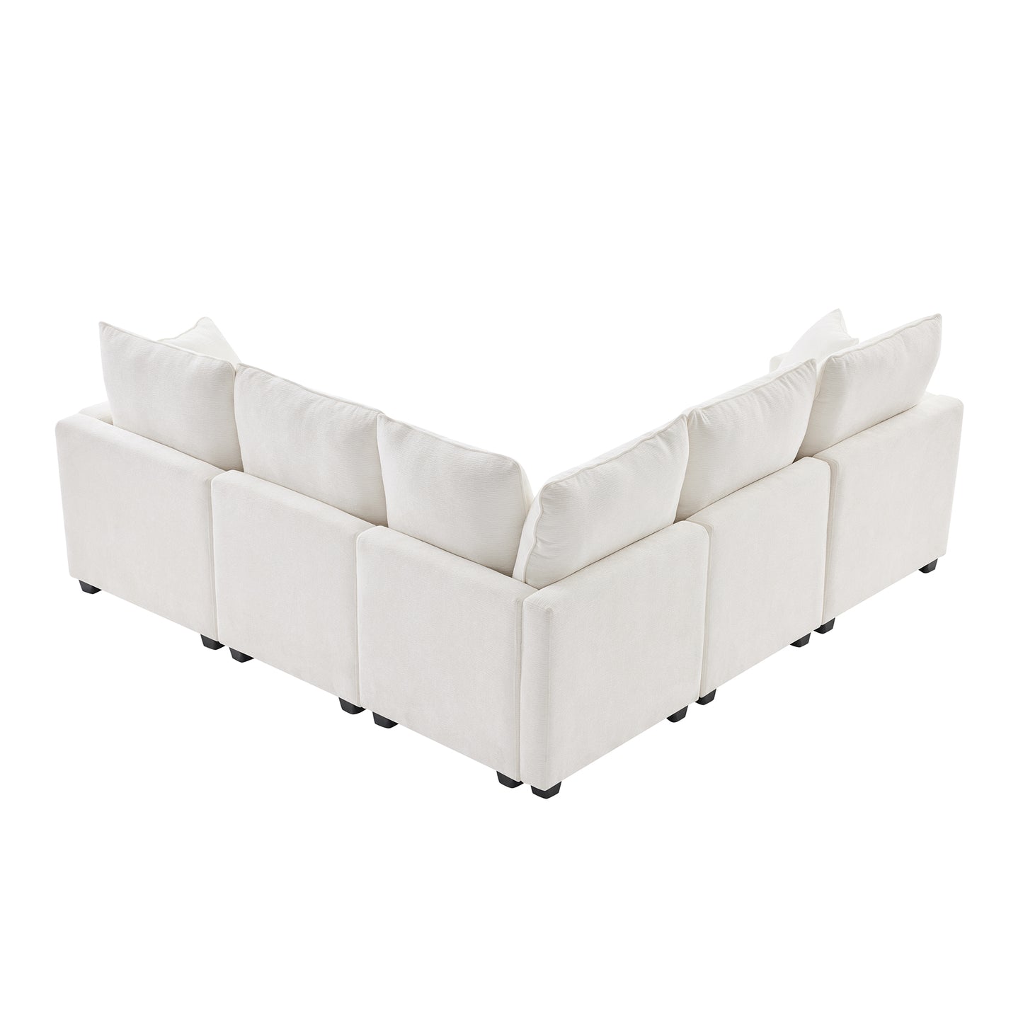 （座位/搁脚凳数量可定制）84*84" Modern L Shape Modular Sofa, 5 Seat Chenille Sectional Couch Set with 2 Pillows Included, Freely Combinable Indoor Funiture for Living Room, Apartment, Office, 2 Colors