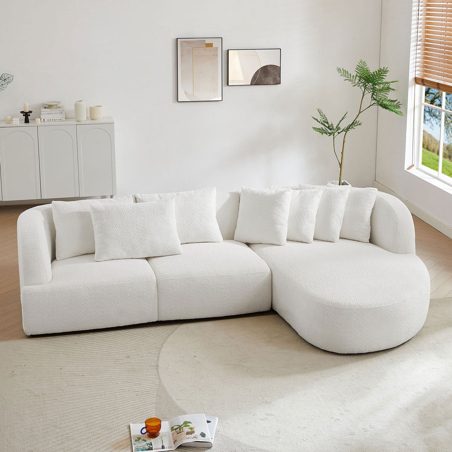 （最后5个）Boucle sofa,Modular Sectional Couch for Living Room Apartment Lounge,Free Combination Beige