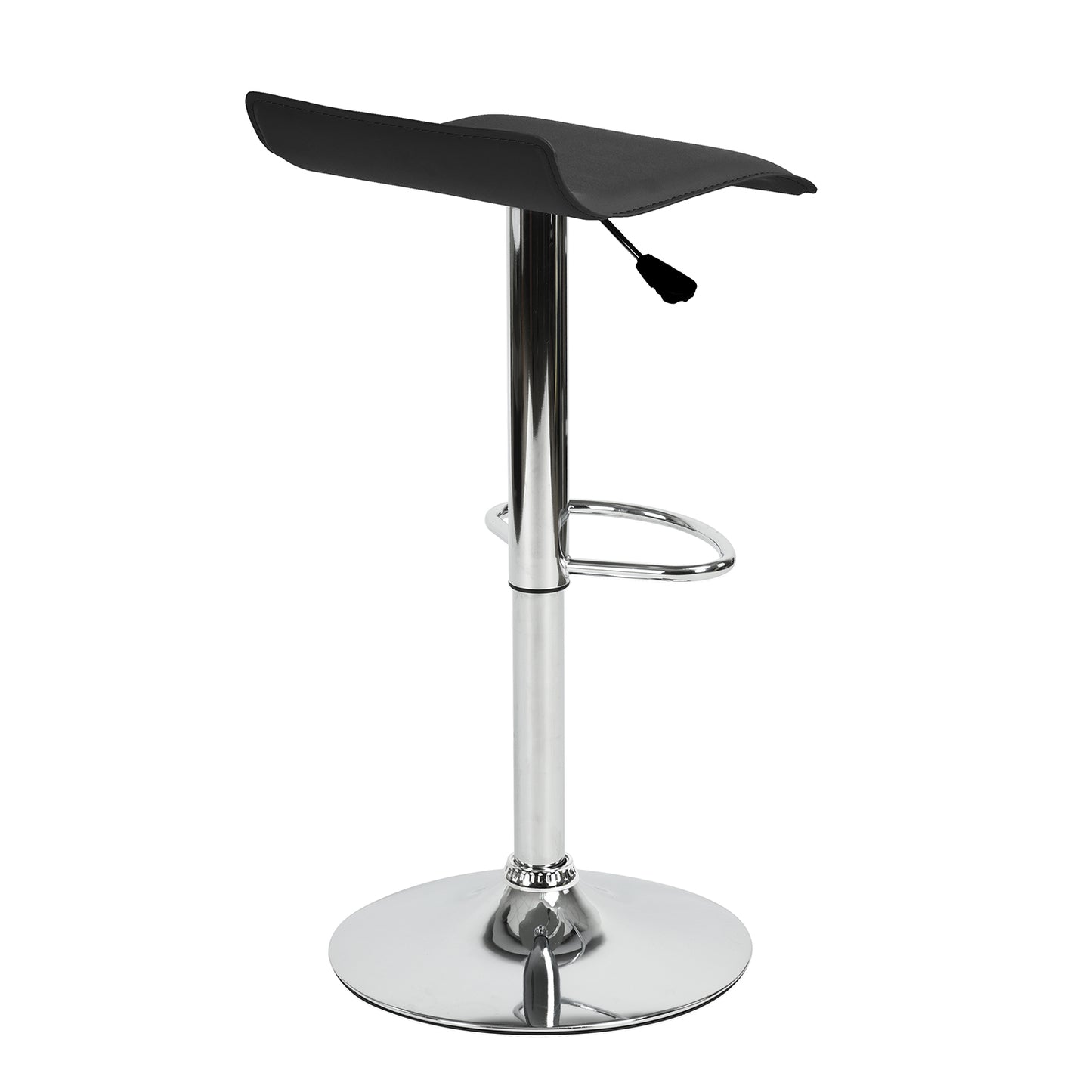 （缺货）Bar Stools Set of 2, Counter Bar Stools with Swivel Bar and Adjustable Height, Modern PVC Barstools Bar Chairs - Black