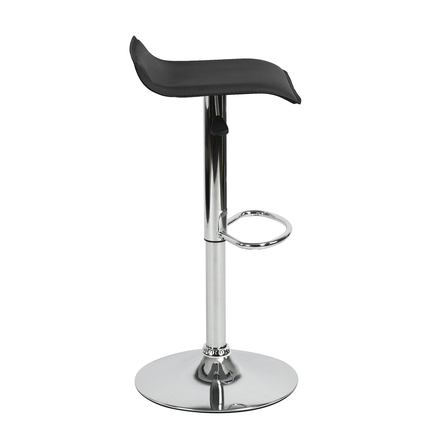 （缺货）Bar Stools Set of 2, Counter Bar Stools with Swivel Bar and Adjustable Height, Modern PVC Barstools Bar Chairs - Black