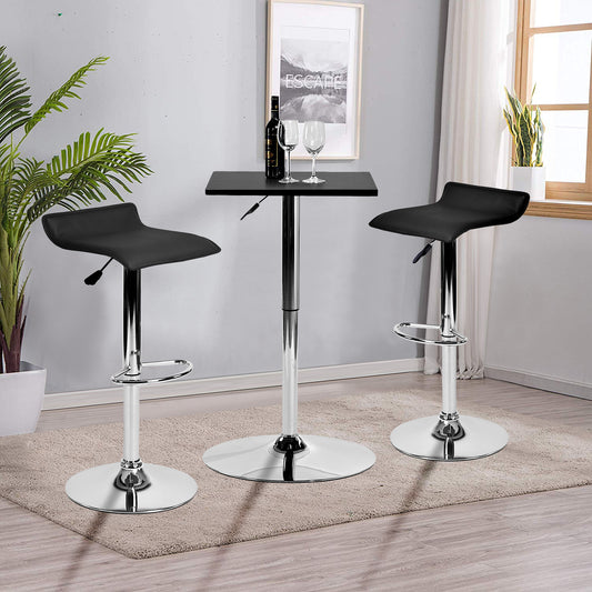 （缺货）Bar Stools Set of 2, Counter Bar Stools with Swivel Bar and Adjustable Height, Modern PVC Barstools Bar Chairs - Black