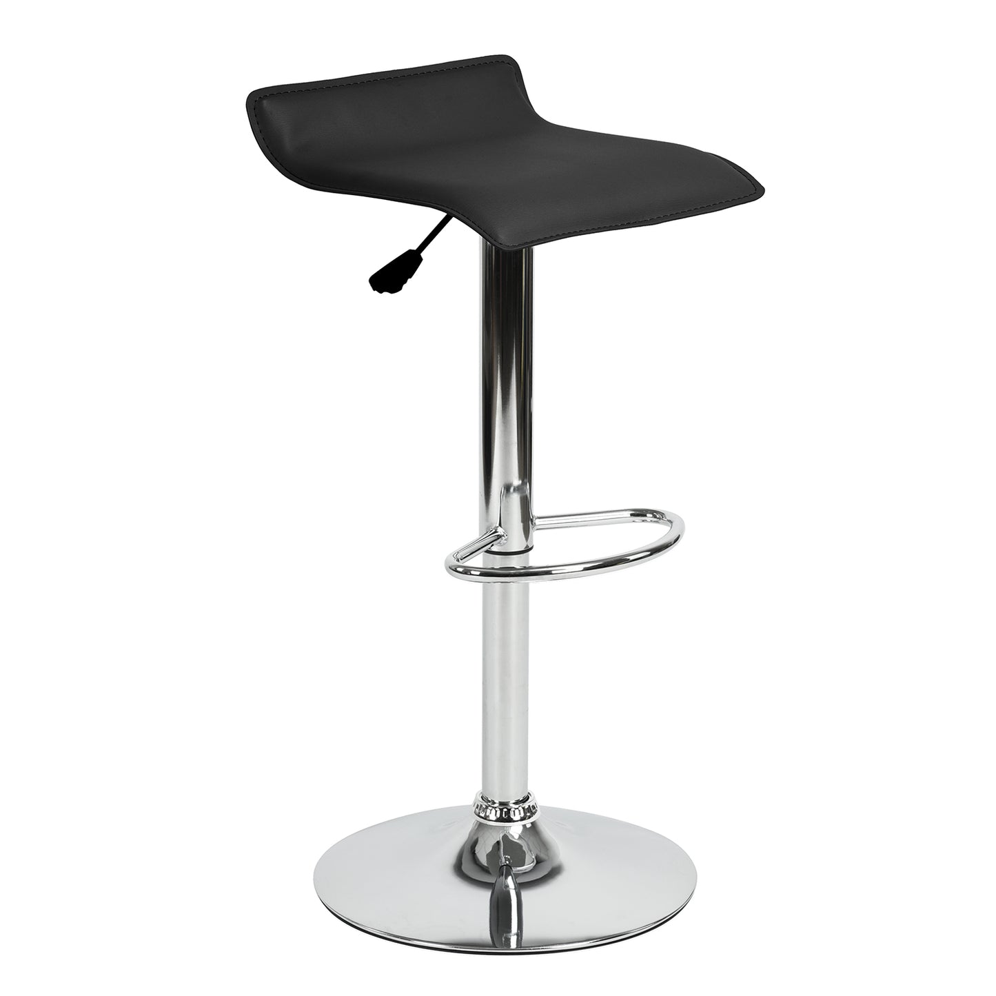 （缺货）Bar Stools Set of 2, Counter Bar Stools with Swivel Bar and Adjustable Height, Modern PVC Barstools Bar Chairs - Black