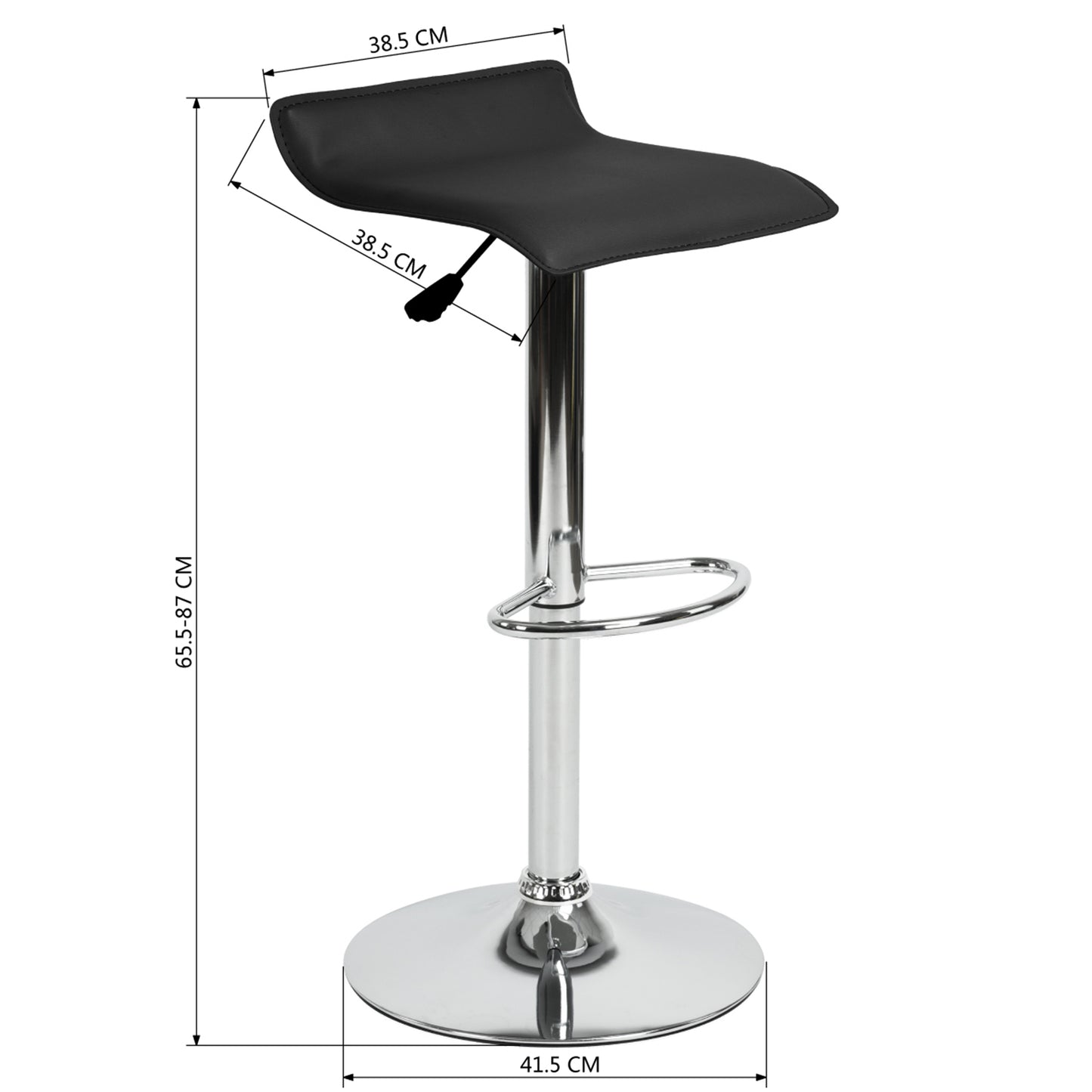 （缺货）Bar Stools Set of 2, Counter Bar Stools with Swivel Bar and Adjustable Height, Modern PVC Barstools Bar Chairs - Black