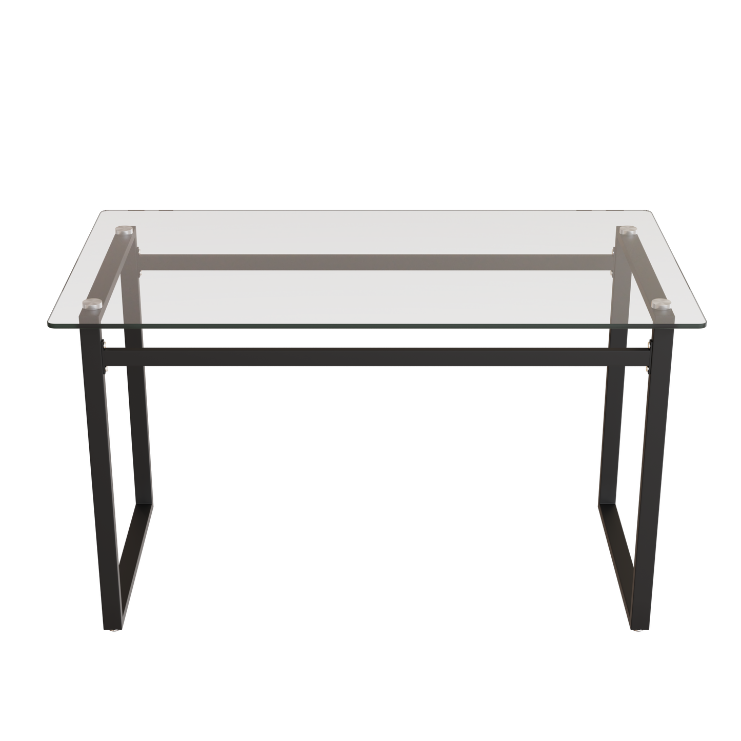 Modern Minimalist Rectangular Glass Dining Table for 4-6 with 0.31" Tempered Glass Tabletop and Black Chrome Metal Legs, Writing Table Desk, for Kitchen Dining Living Room, 51" W x 27"D x 30" H