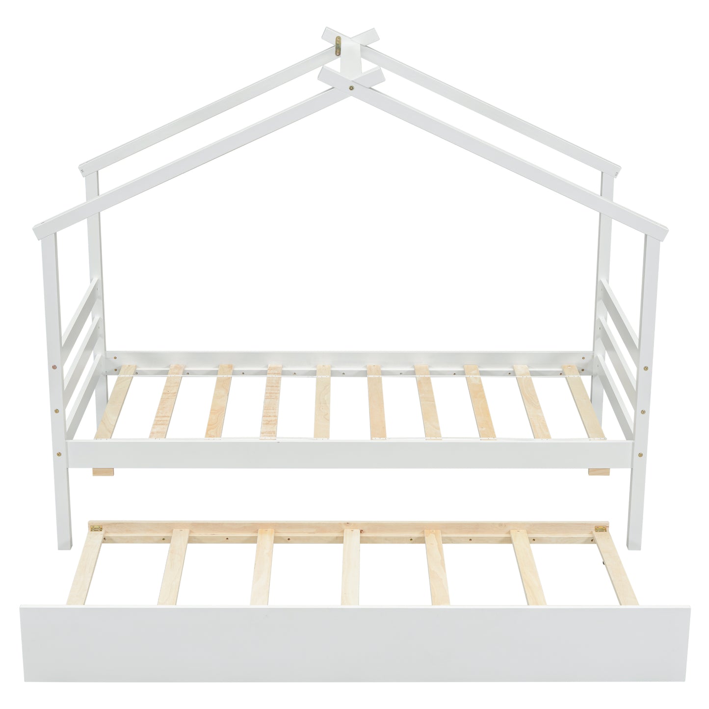 （缺货）Twin Size House-shaped Bed with Trundle,White