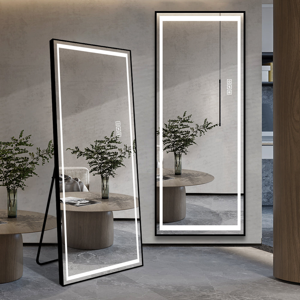 （缺货）LED Mirror Full Length Mirror with Lights Wide Standing Tall Full Size Mirror for Bedroom Giant Full Body Mirror Large Floor Mirror with Lights Stand Up Dressing Big Lighted Mirror