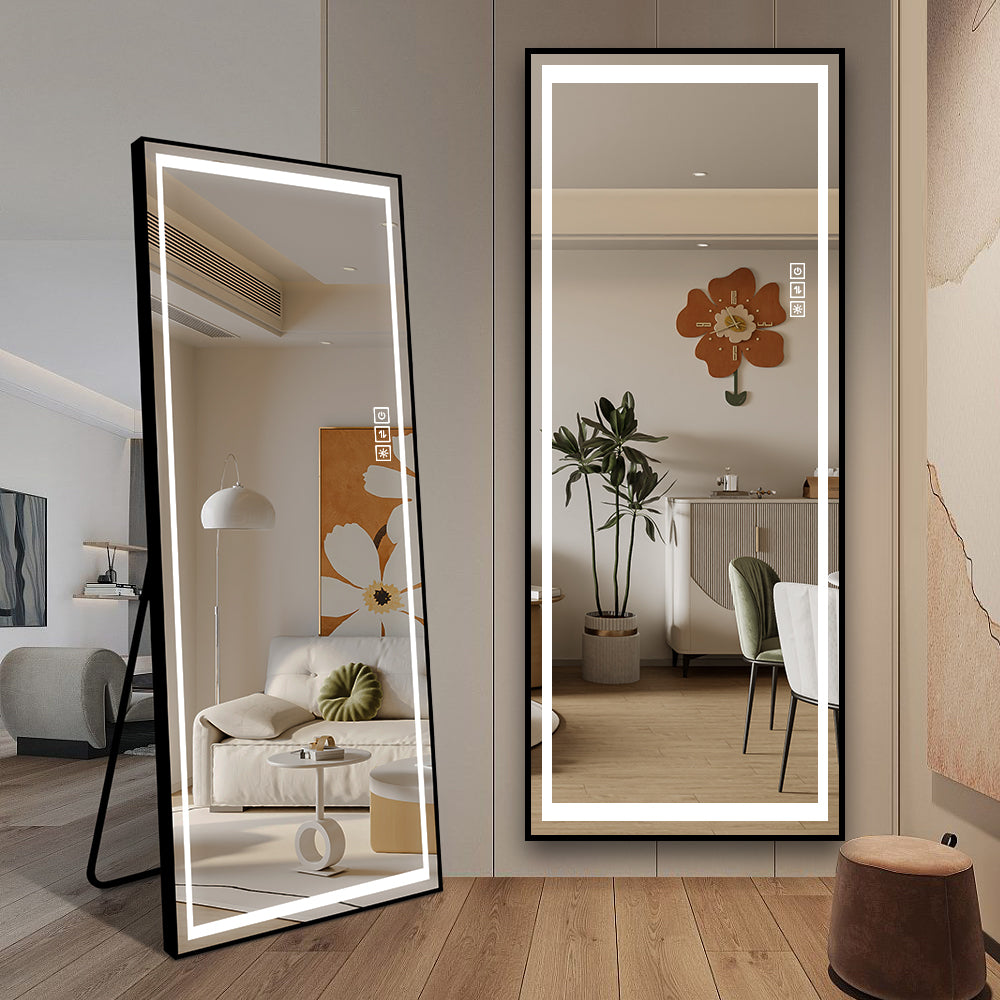 （缺货）LED Mirror Full Length Mirror with Lights Wide Standing Tall Full Size Mirror for Bedroom Giant Full Body Mirror Large Floor Mirror with Lights Stand Up Dressing Big Lighted Mirror