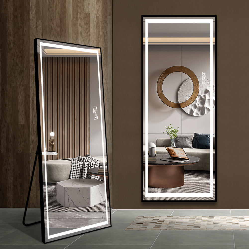 （缺货）LED Mirror Full Length Mirror with Lights Wide Standing Tall Full Size Mirror for Bedroom Giant Full Body Mirror Large Floor Mirror with Lights Stand Up Dressing Big Lighted Mirror