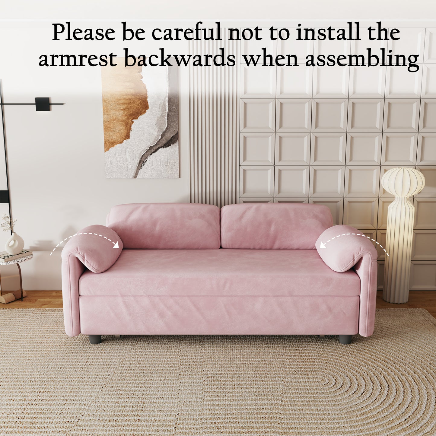 54-inch velvet pink sofa sofa bed Multi-purpose living room retractable bed