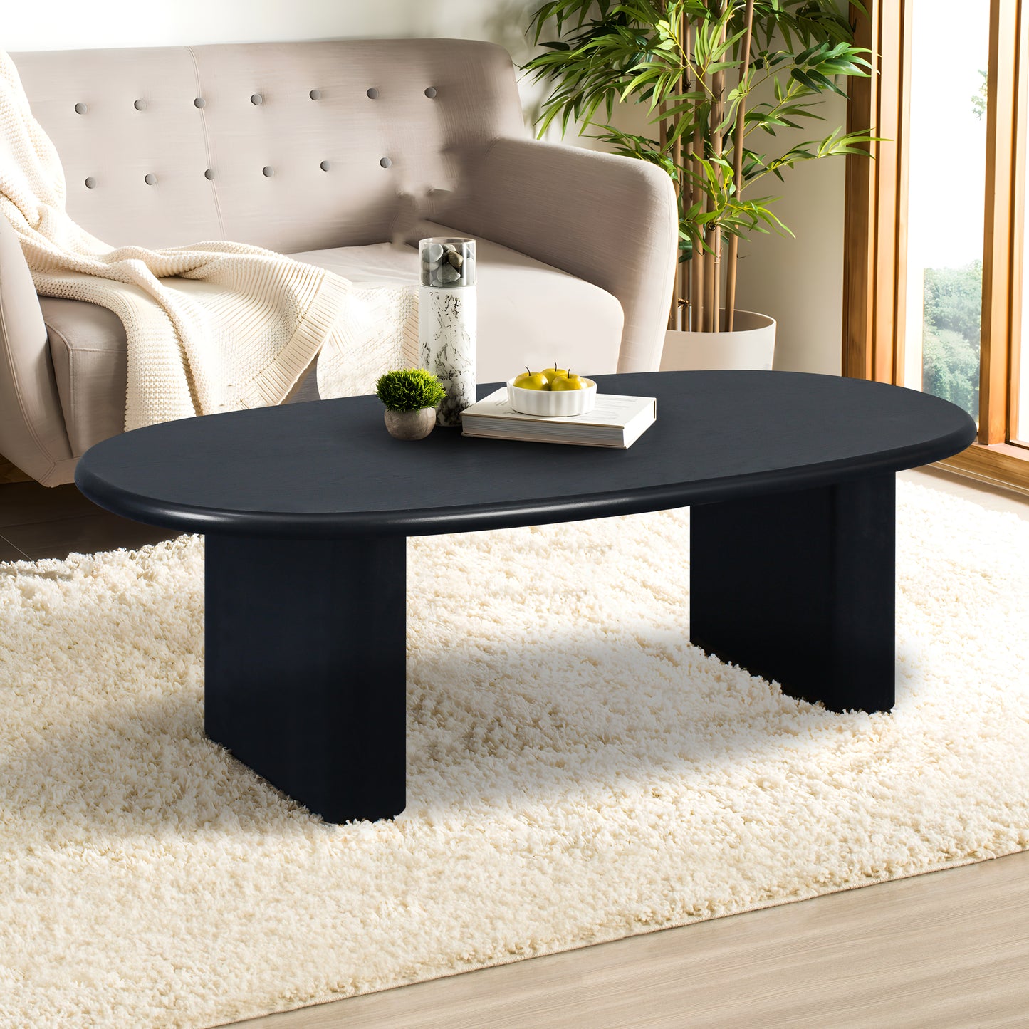 51'' Tapered Tabletop Coffee Table (BLACK)