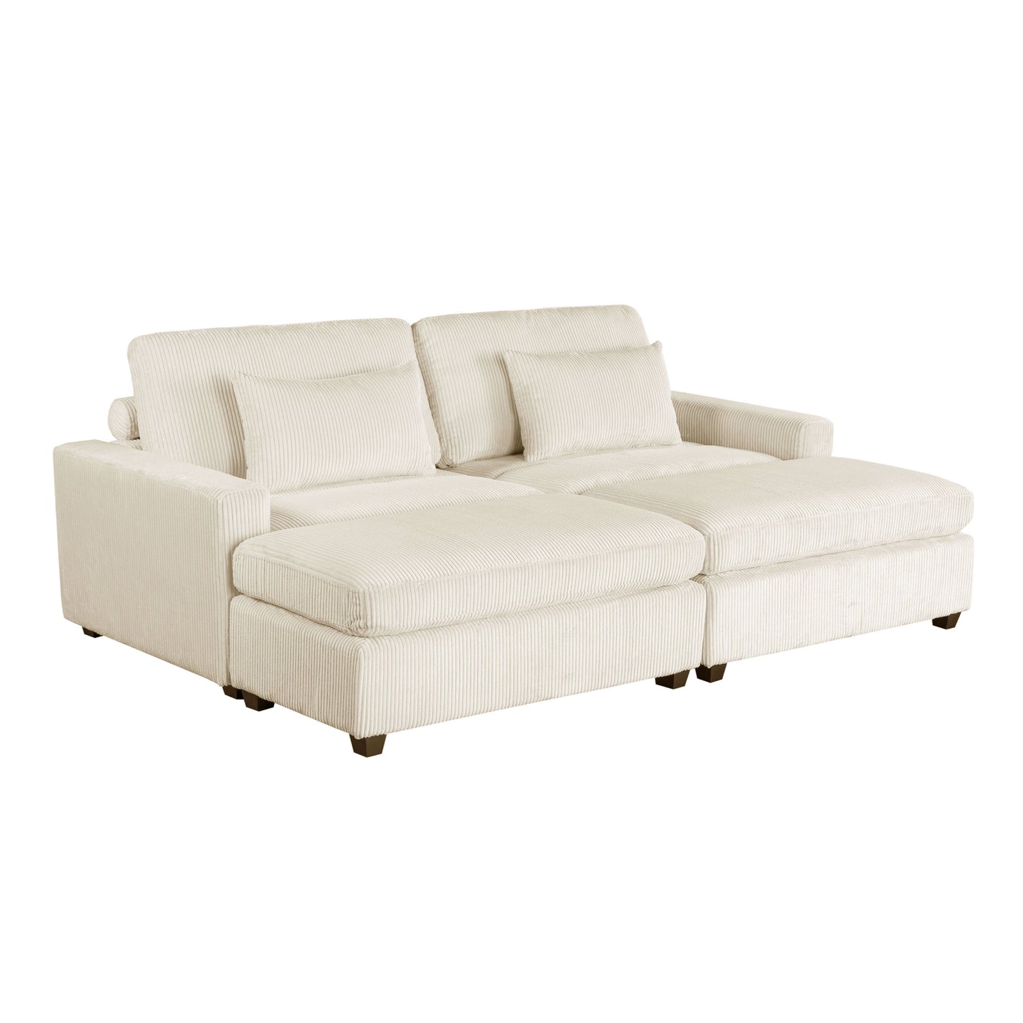 （缺货）U_STYLE90'' Square Arm Sofa with Removable Back Cushions and 2 pillows, Couch for Living Room, Office, Apartment