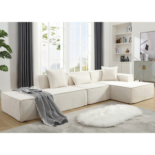 Modular combination living room sofa set, modern minimalist sofa, free installation sofa, L-shaped, Italian minimalist tofu block sofa, Beige