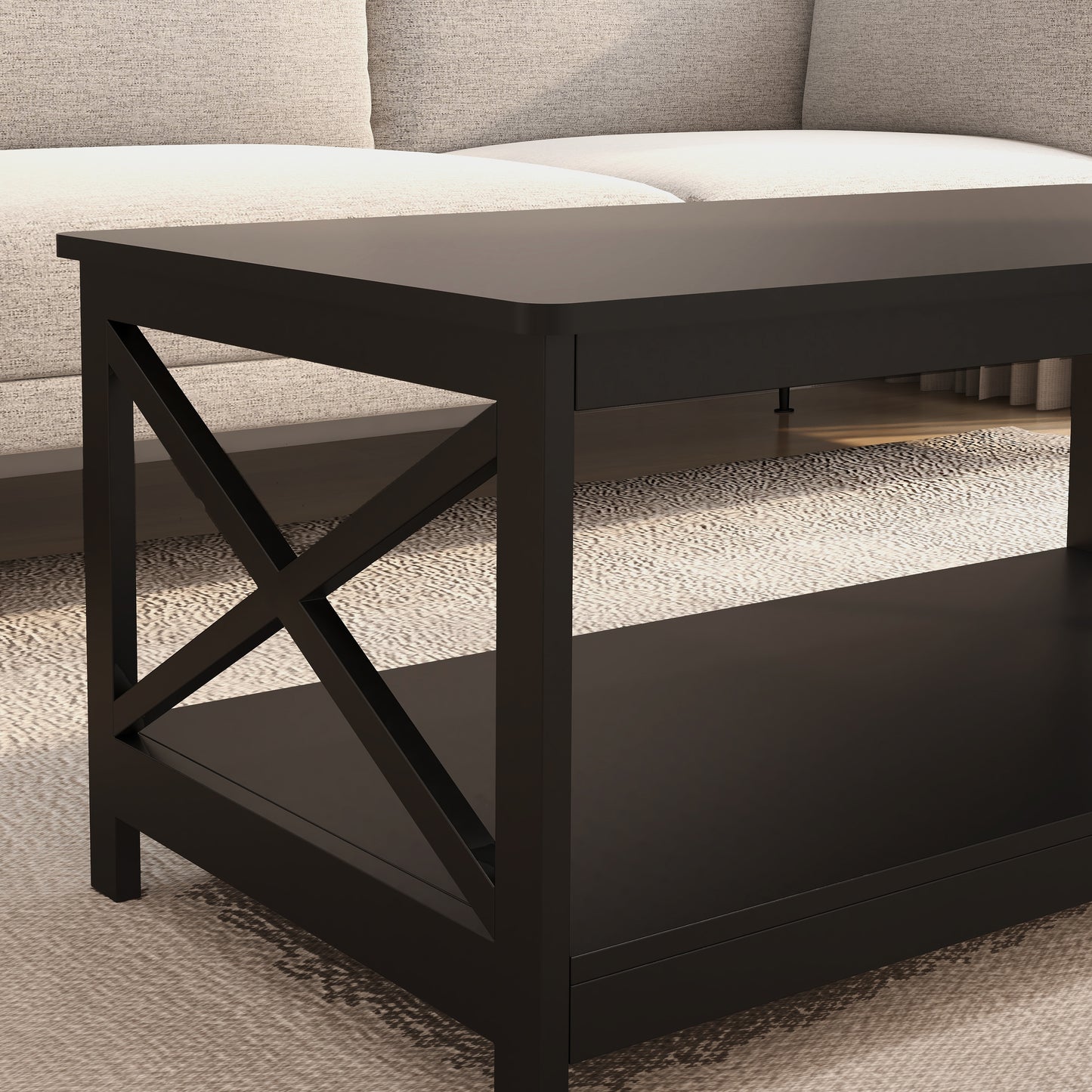 Coffee Table Oxford End Table-Black Color