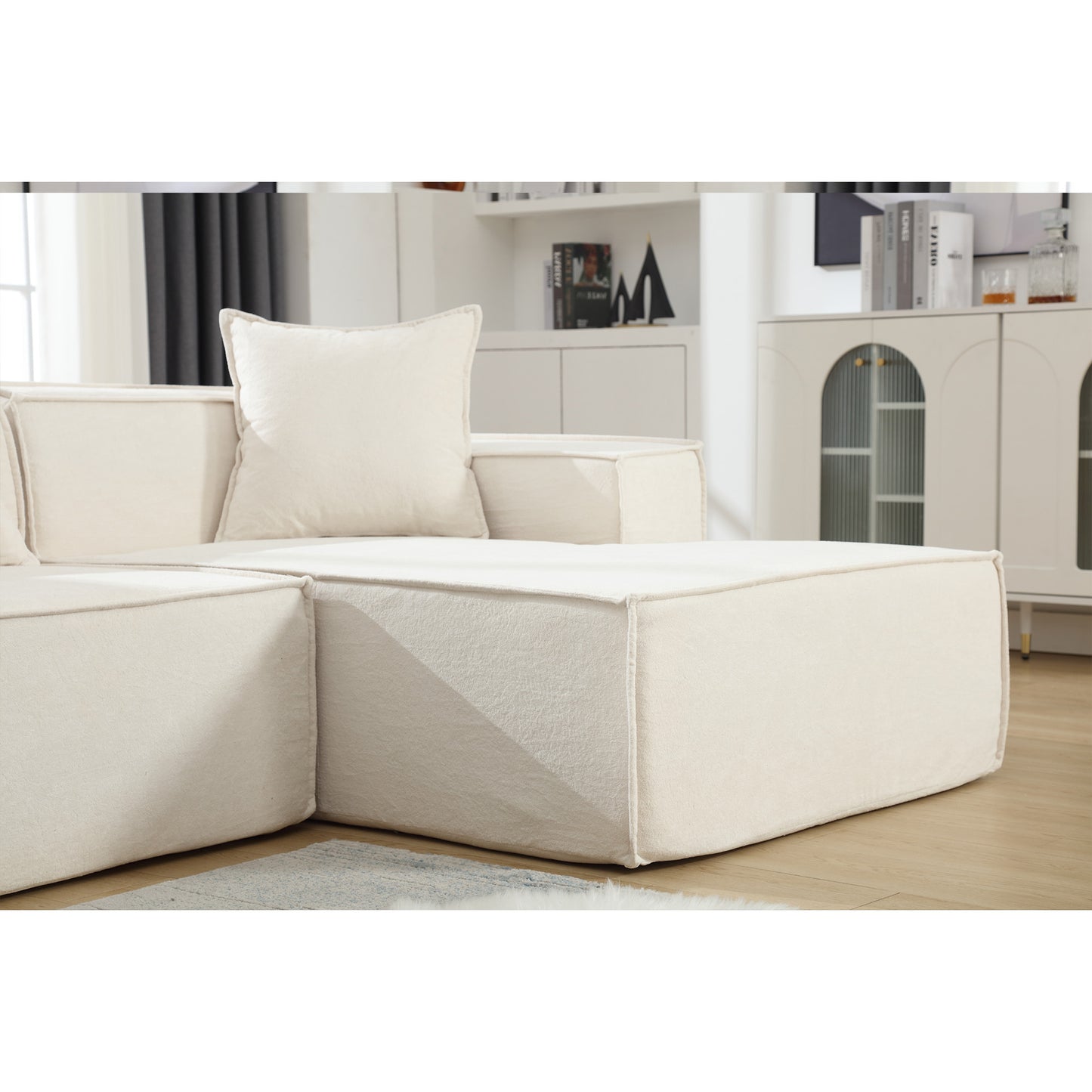 Modular combination living room sofa set, modern minimalist sofa, free installation sofa, L-shaped, Italian minimalist tofu block sofa, Beige